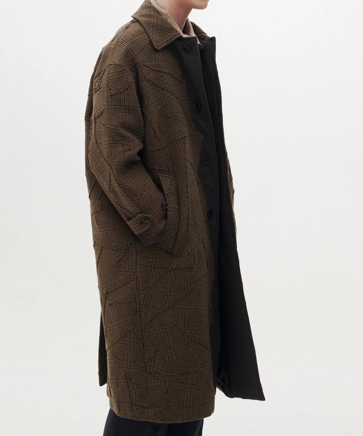 Needlepunched Wool Tweed Balmacaan Coat YOKE