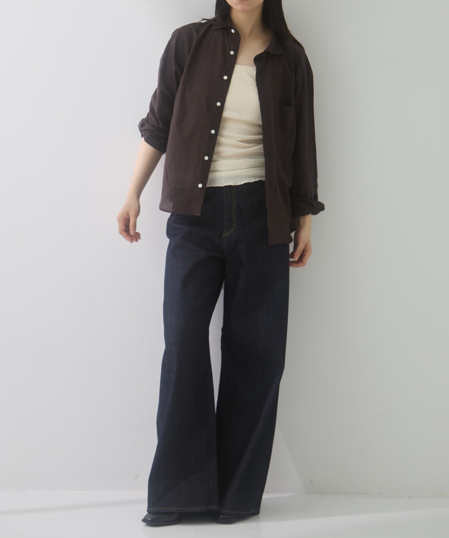 COTTON SILK CHECK SHIRT FUJI