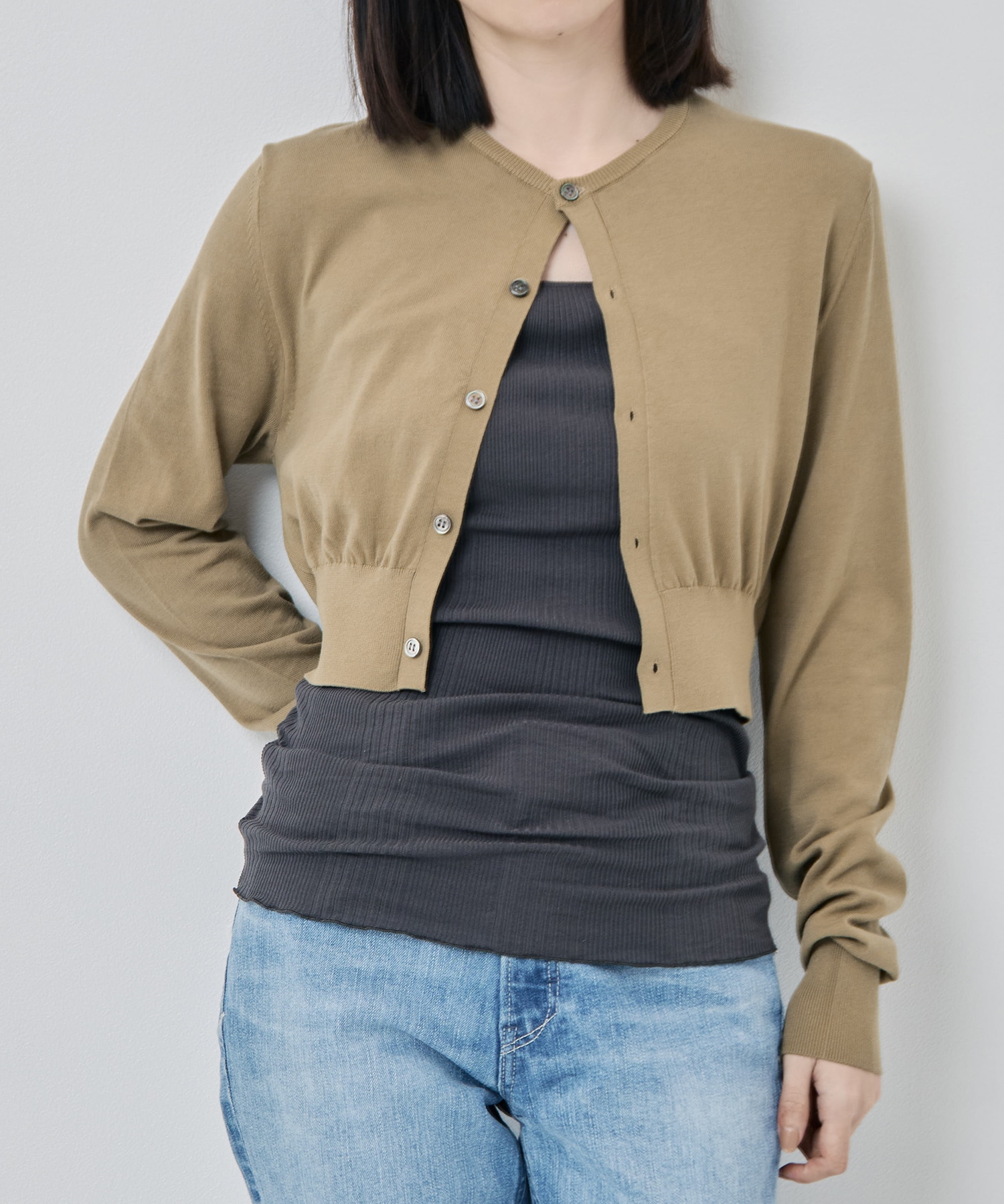 Cotton 16G 2-Way Cardigan INSCRIRE