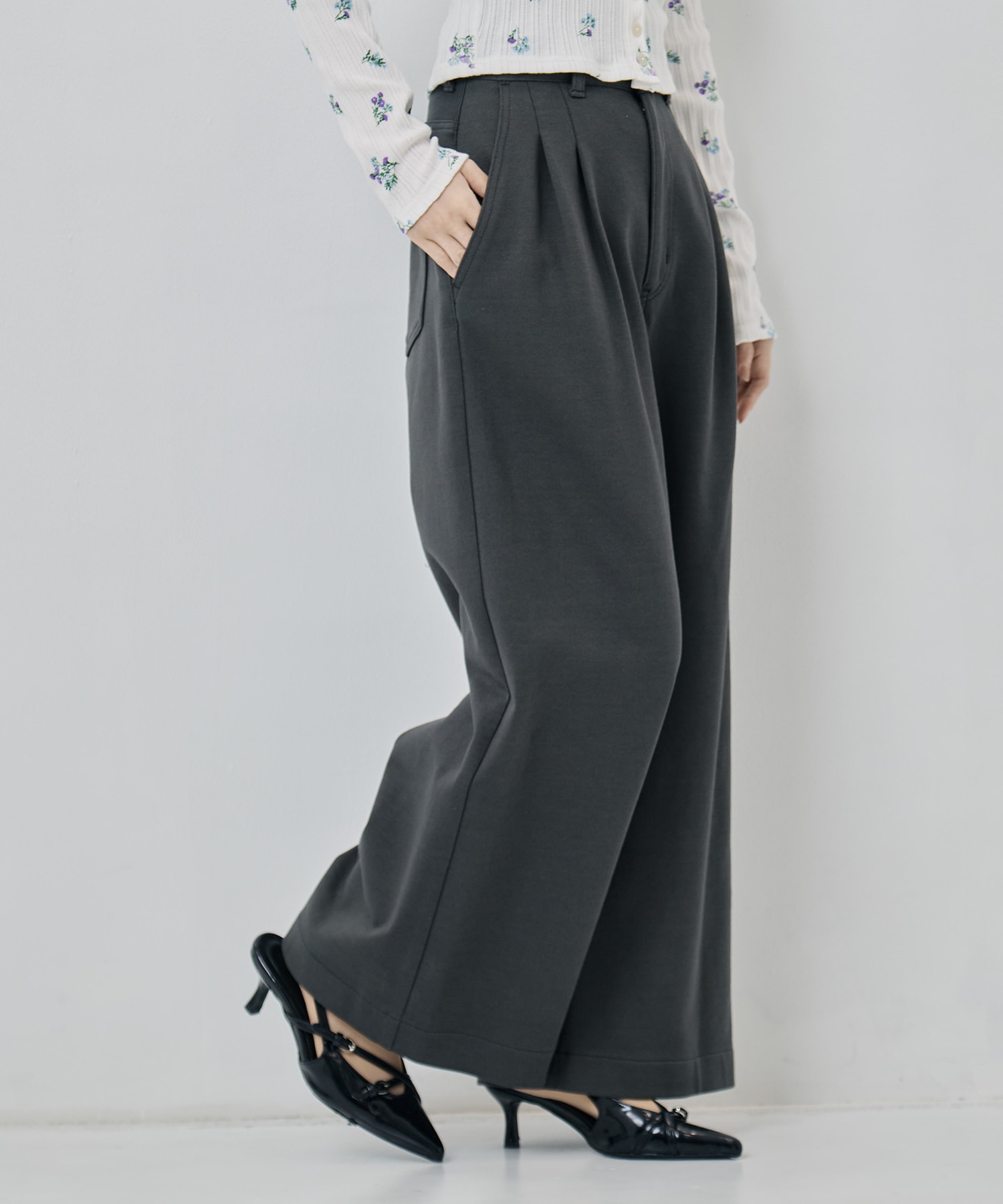 Hard Compact French Terry Wide Pants PHEENY
