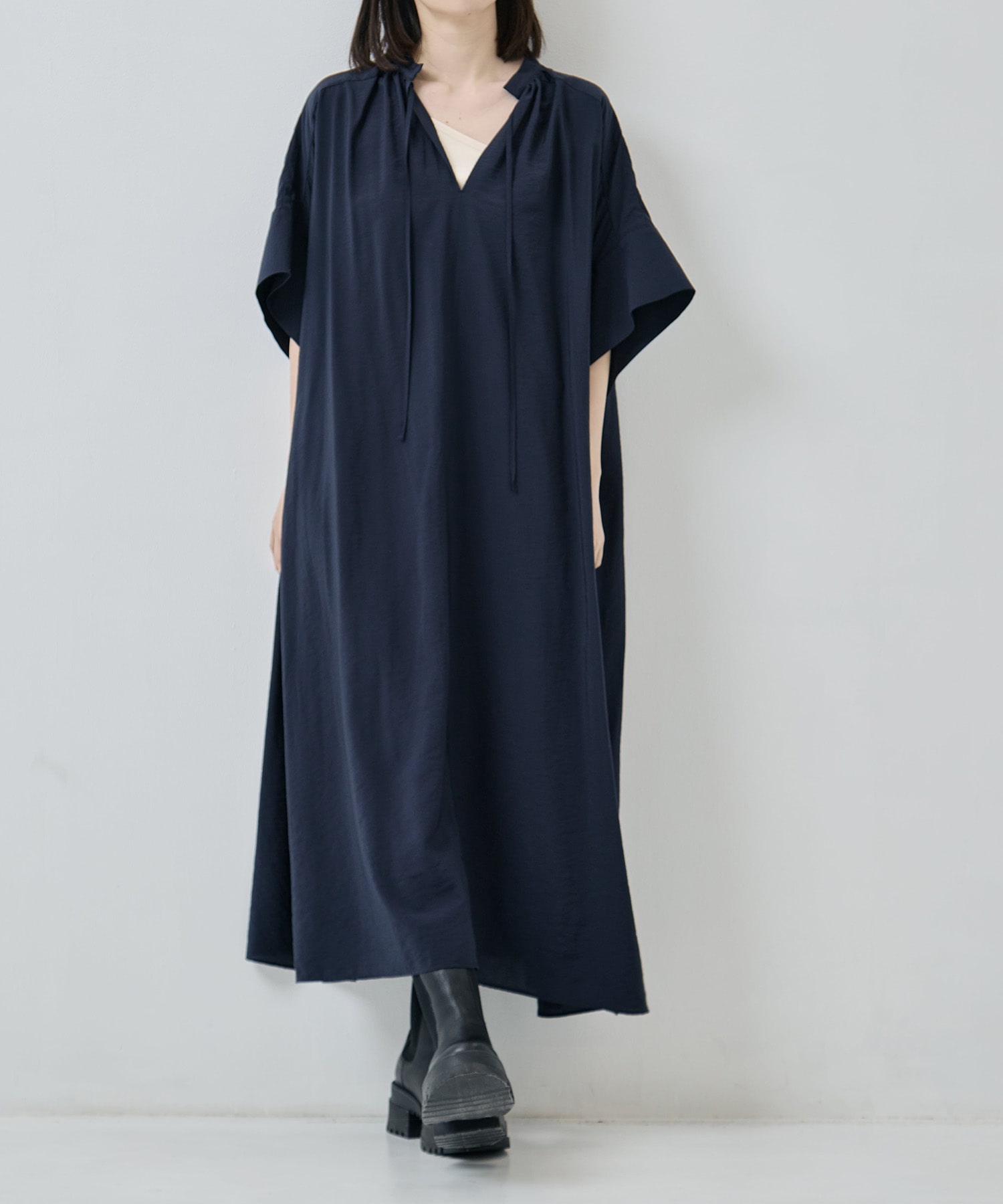 Modal silk gather neck dress 08sircus