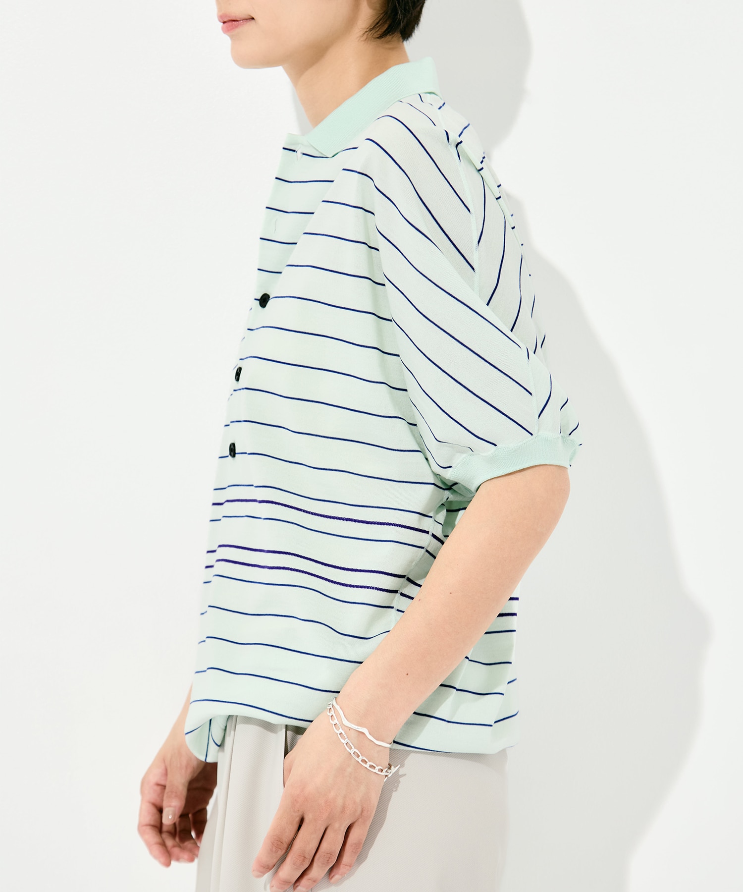 Dual Stripe Knit Half Sleeve Polo GOOD PEOPLE GOOD STITCHING GOOD PRODUCT
