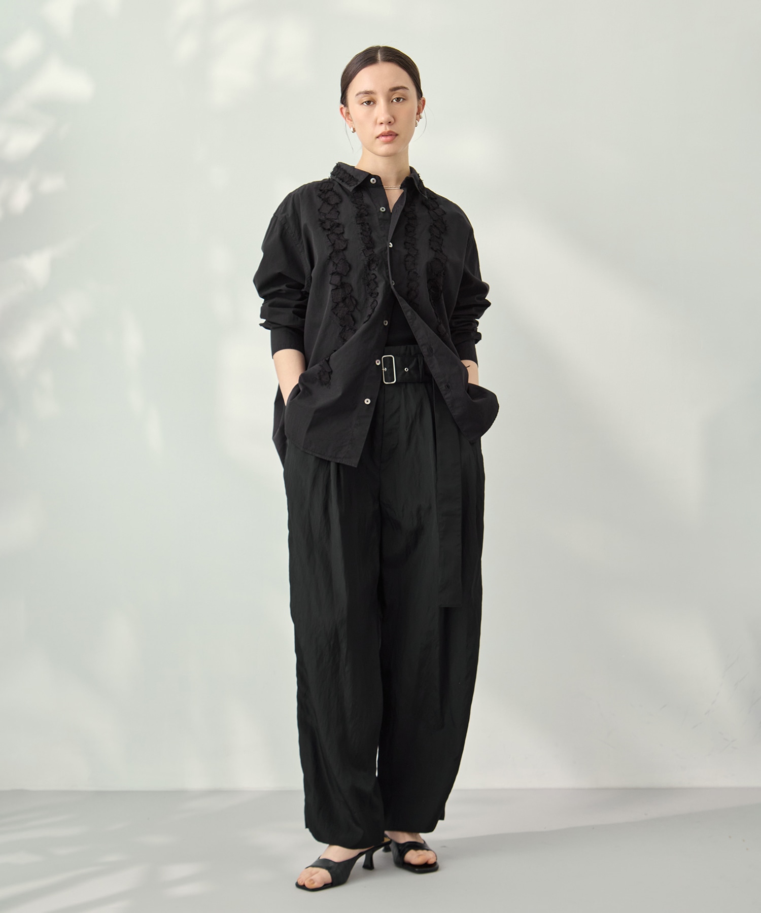 Viscose washer 2tuck belted wide pants 08sircus