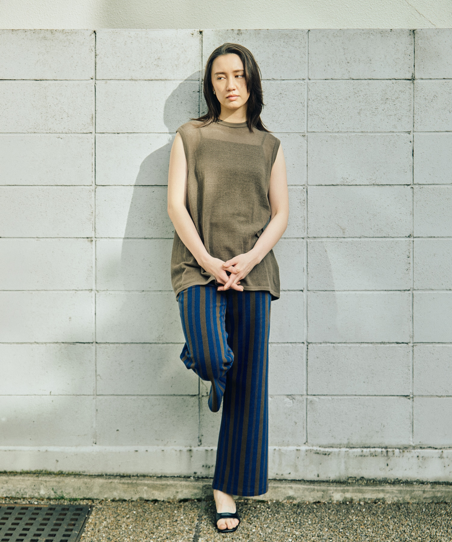 Pile  Border Relaxed Wide Pants PHEENY