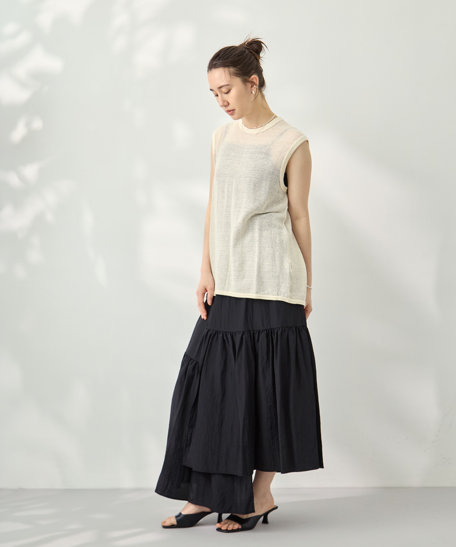 Basket Mesh Back-slit Tank PHEENY