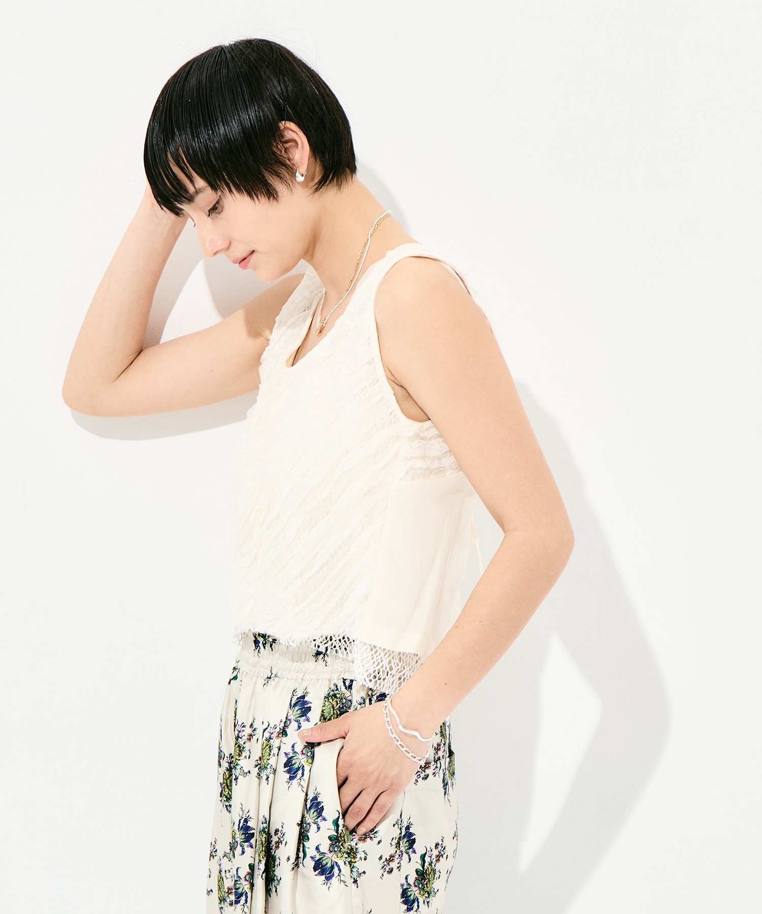 RUFFLE CHIFFON LAYER TOP muller of yoshiokubo