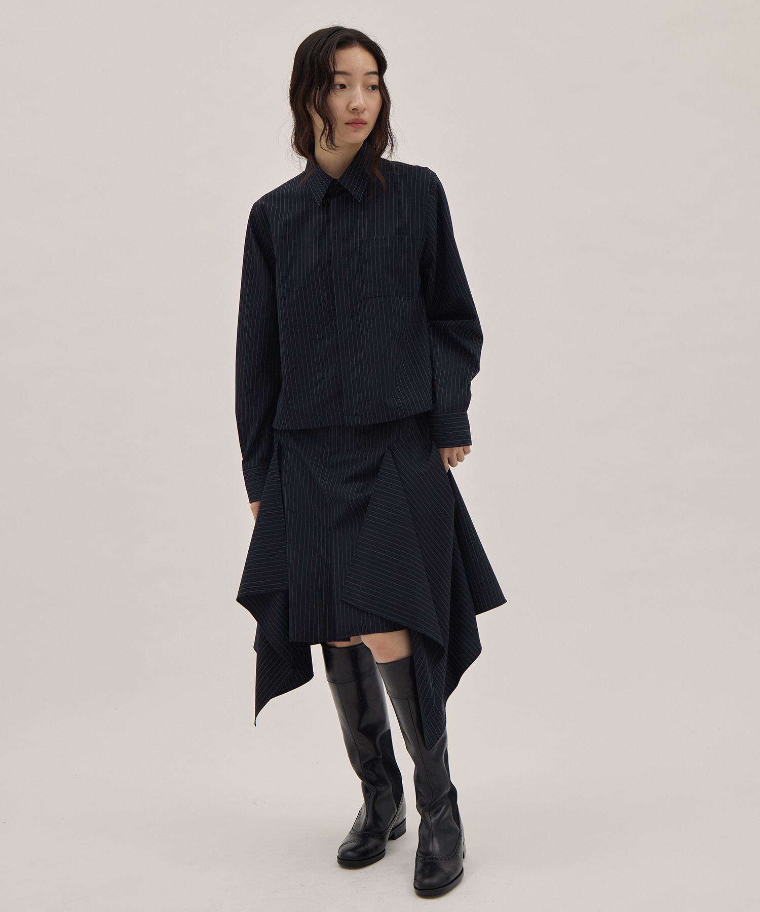Wool stripe short shirt 08sircus