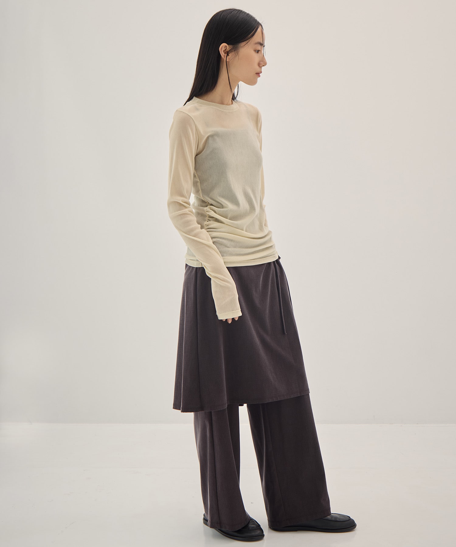 Sheer Velvet Flocked Tulle L/S Top PHEENY
