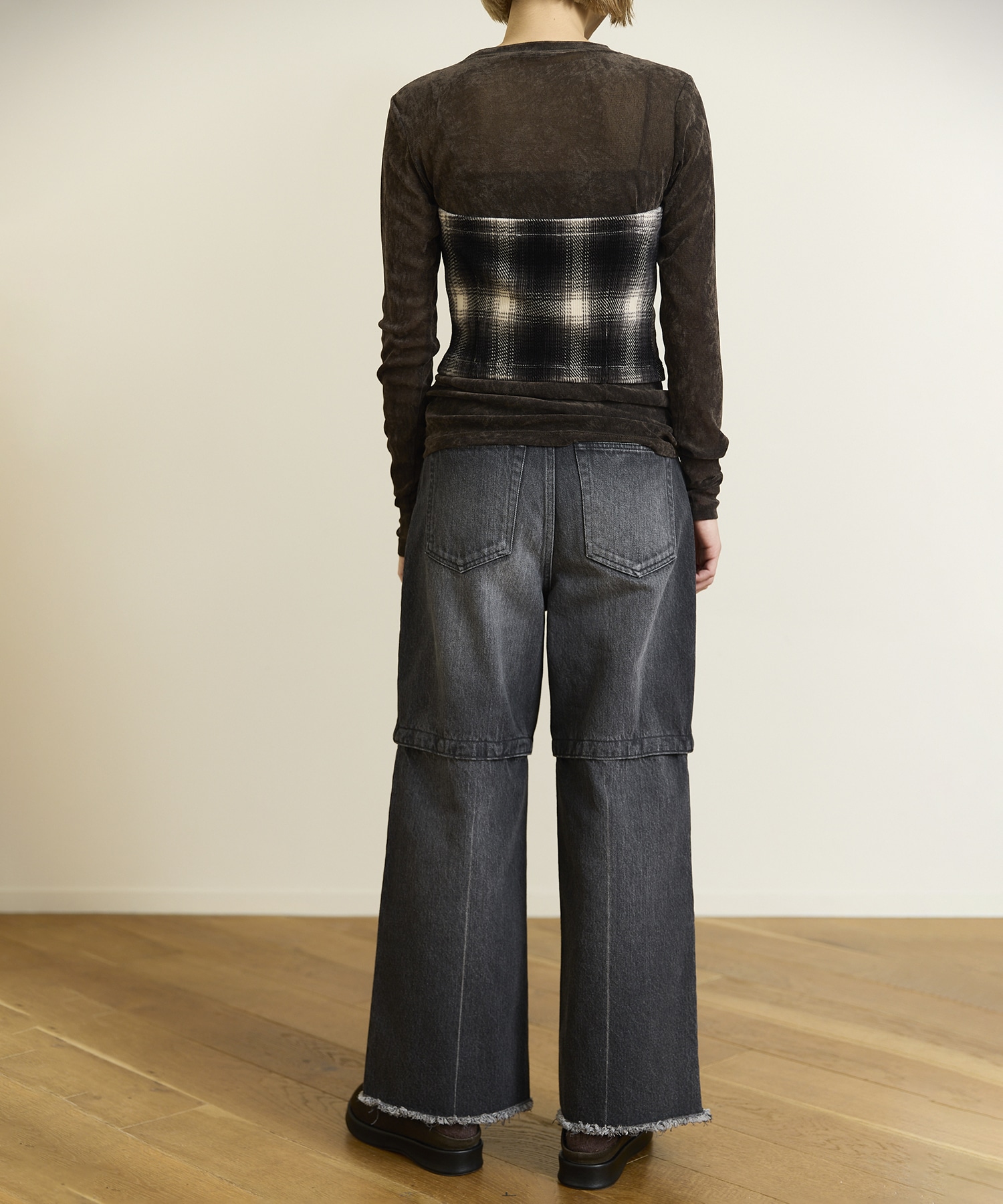 Ombre Check Stretch Corduroy Bustier PHEENY