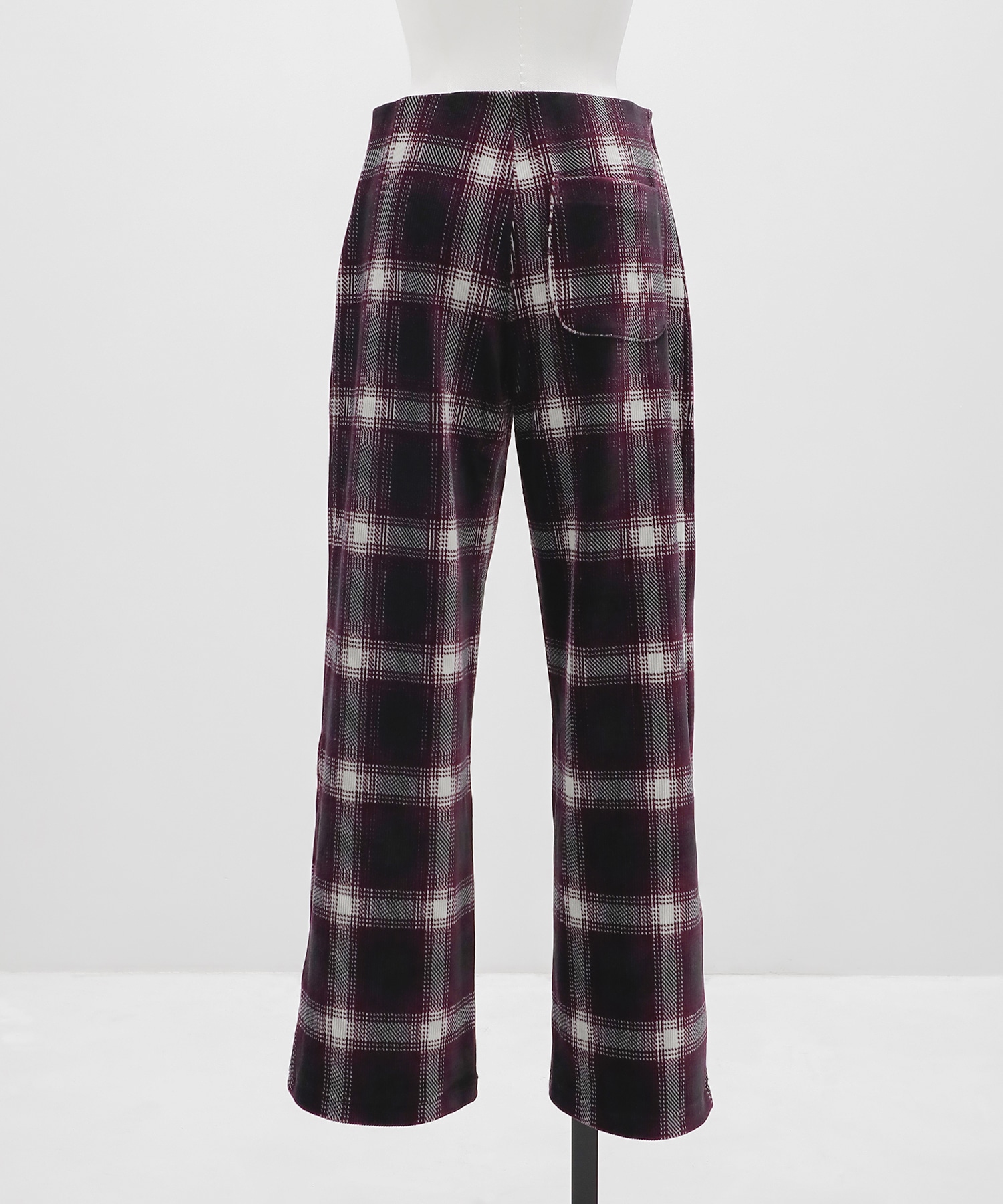 Ombre Check Stretch Corduroy Wide Pants PHEENY