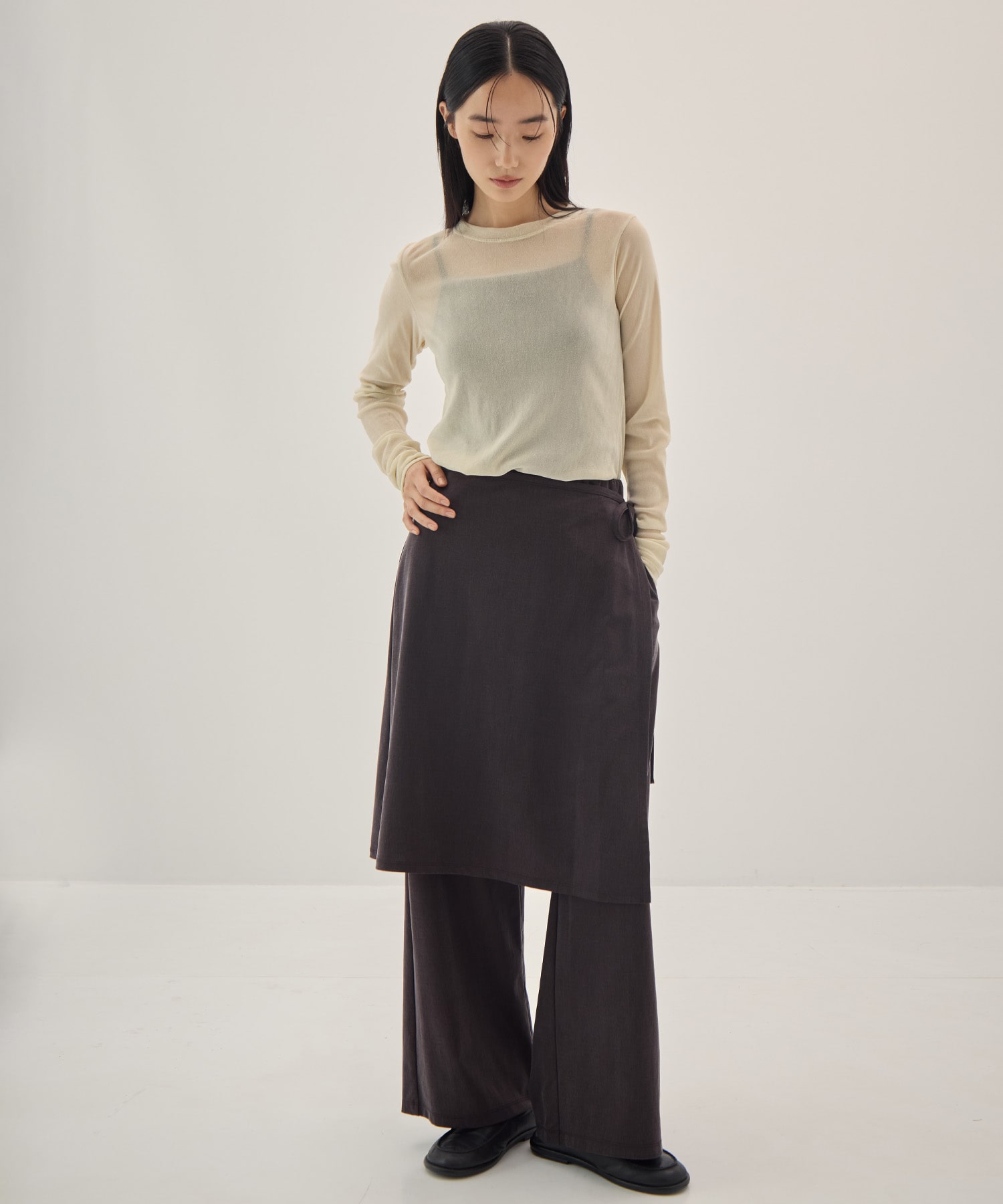Peach Saten Layered Apron Pants PHEENY