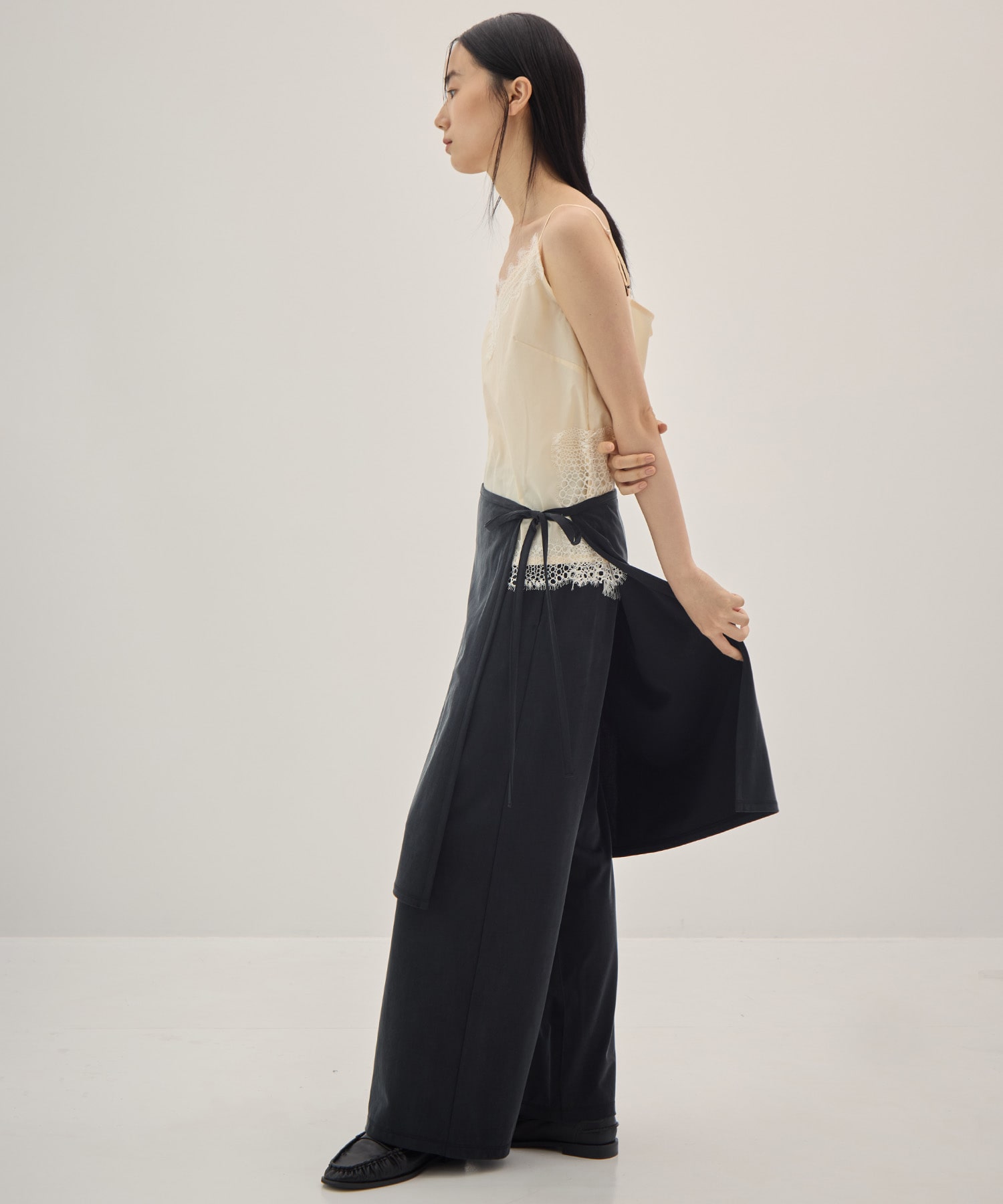 Peach Saten Layered Apron Pants PHEENY