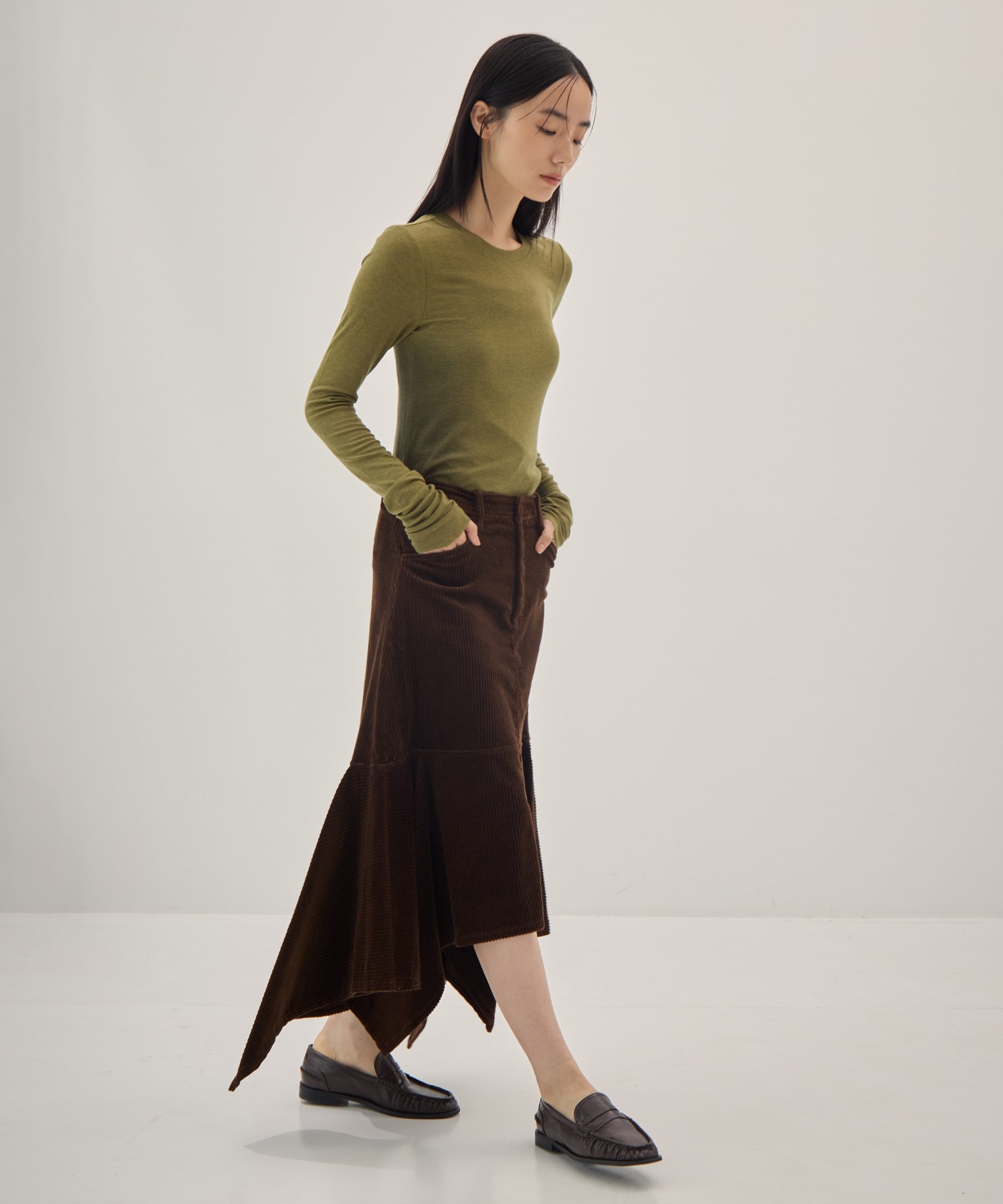 Corduroy panelled drape skirt 08sircus