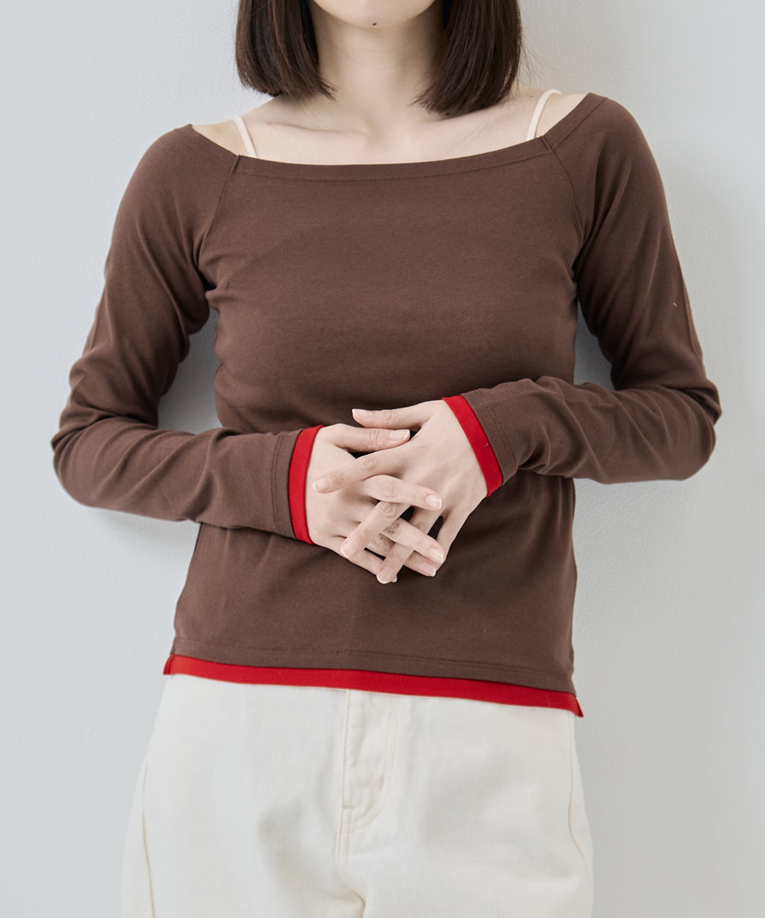 COTTON OFF SHOULDER LAYERED PULLOVER JANE SMITH