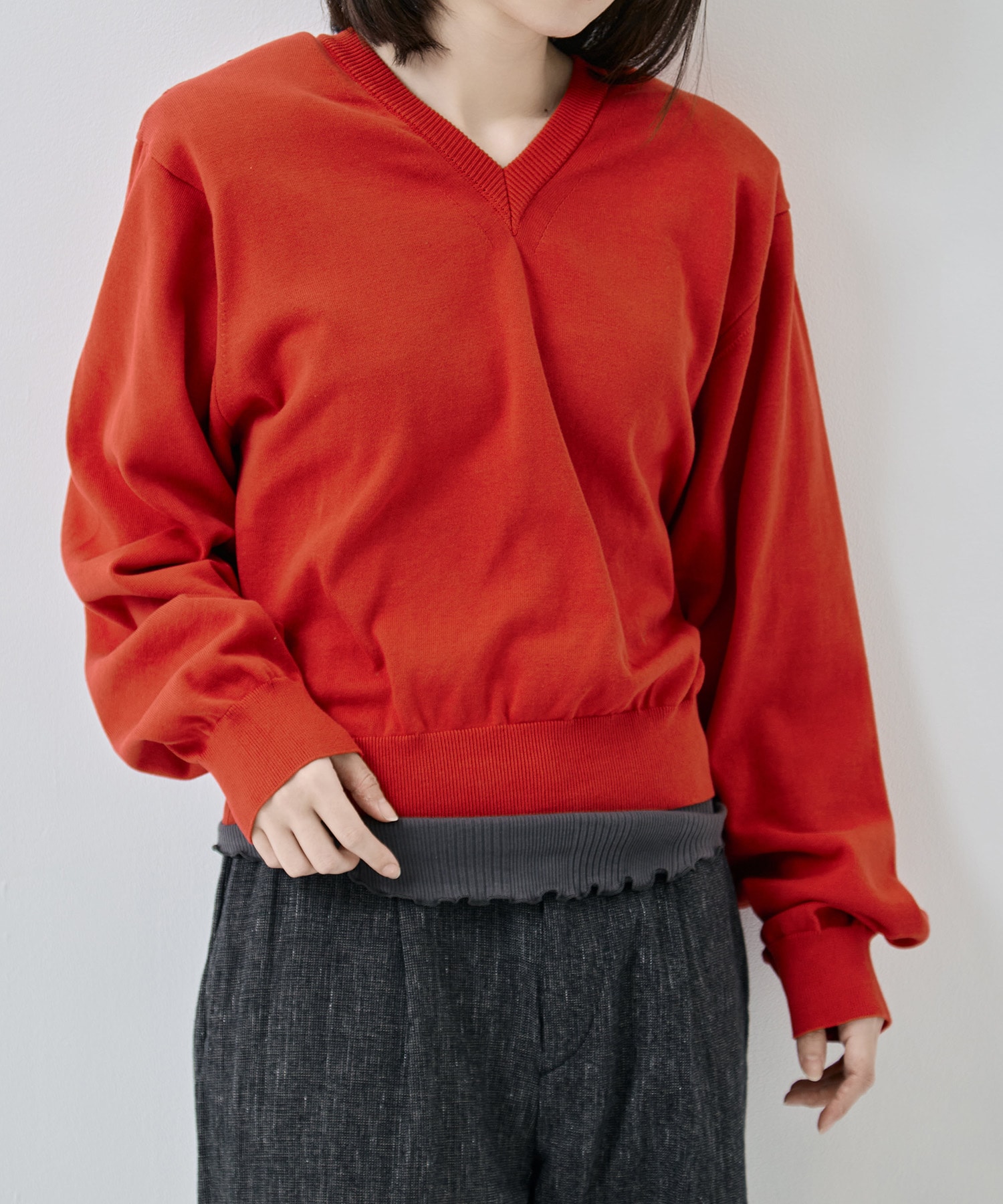 16G V NECK SHOULDER PAD PULLOVER JANE SMITH