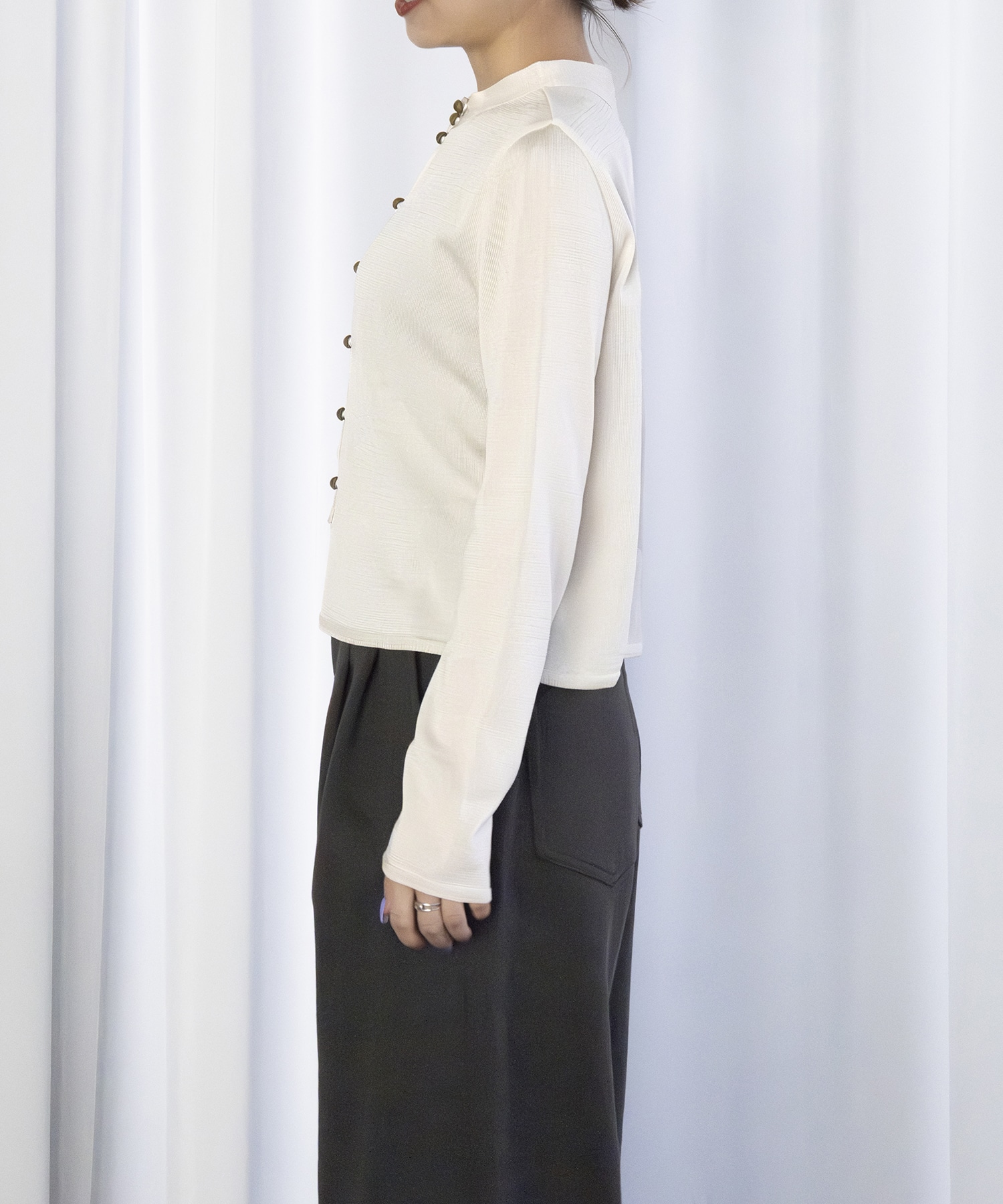 別注MULTI BUTTON KINT BLOUSE TAN