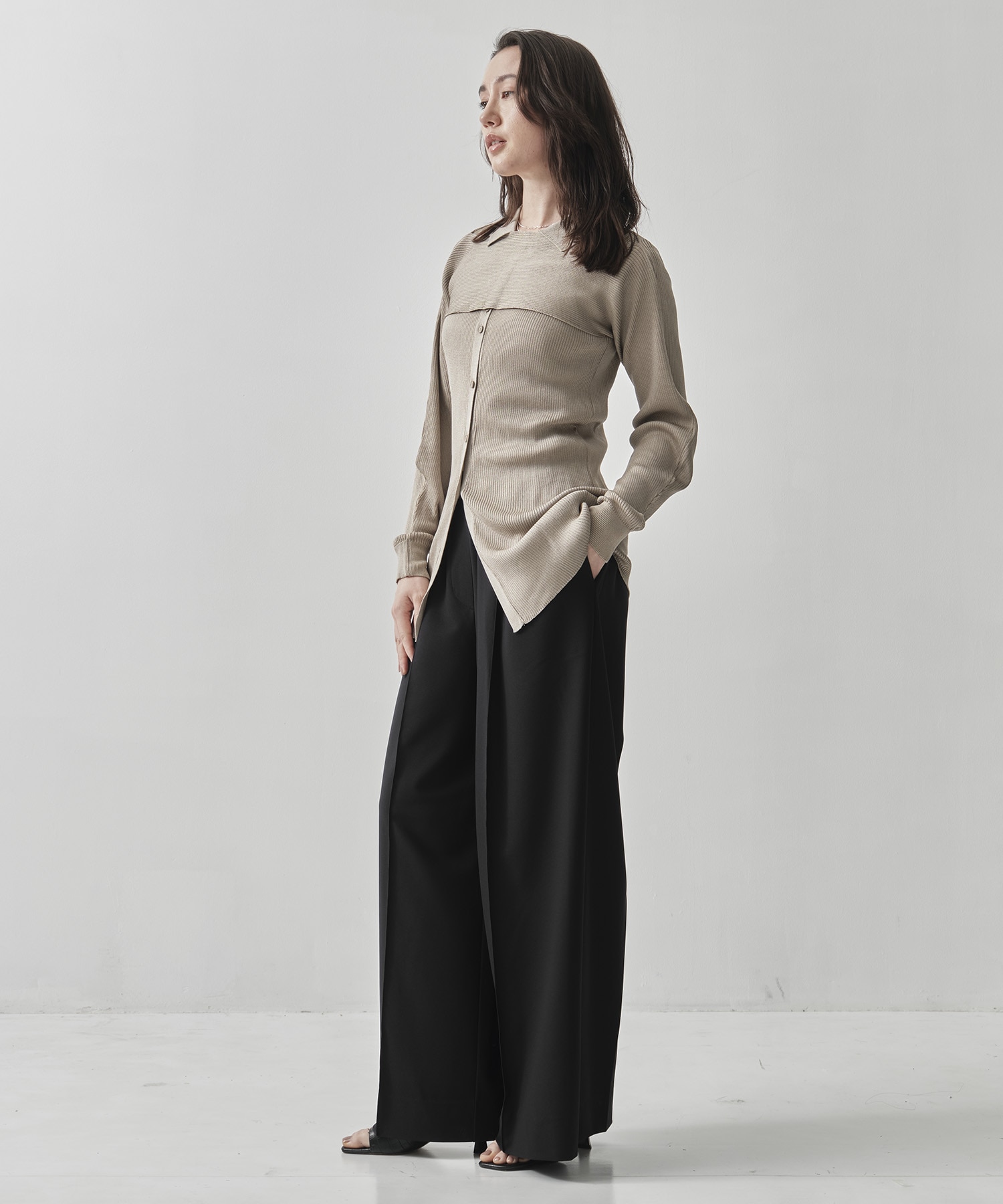 2-PIECE RIBBED CARDIGAN TAN