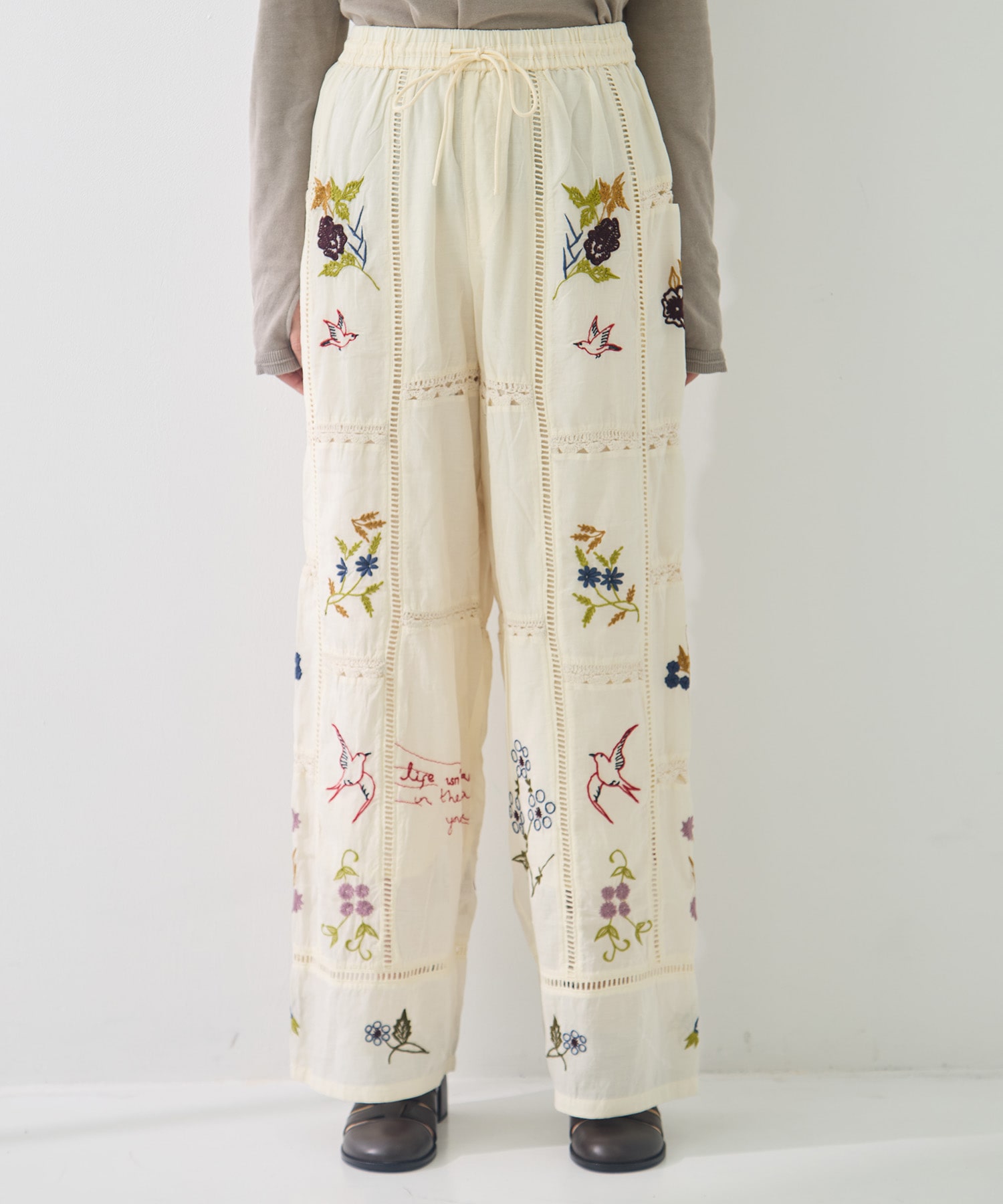Embroidery Patchwork Trousers TODAYFUL