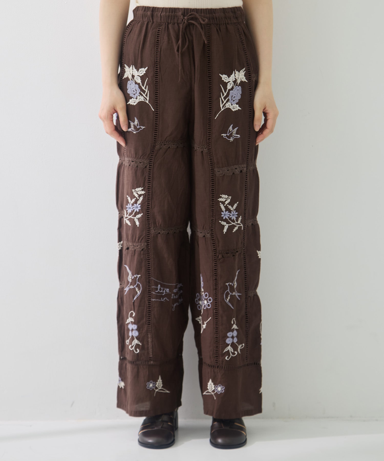 Embroidery Patchwork Trousers TODAYFUL