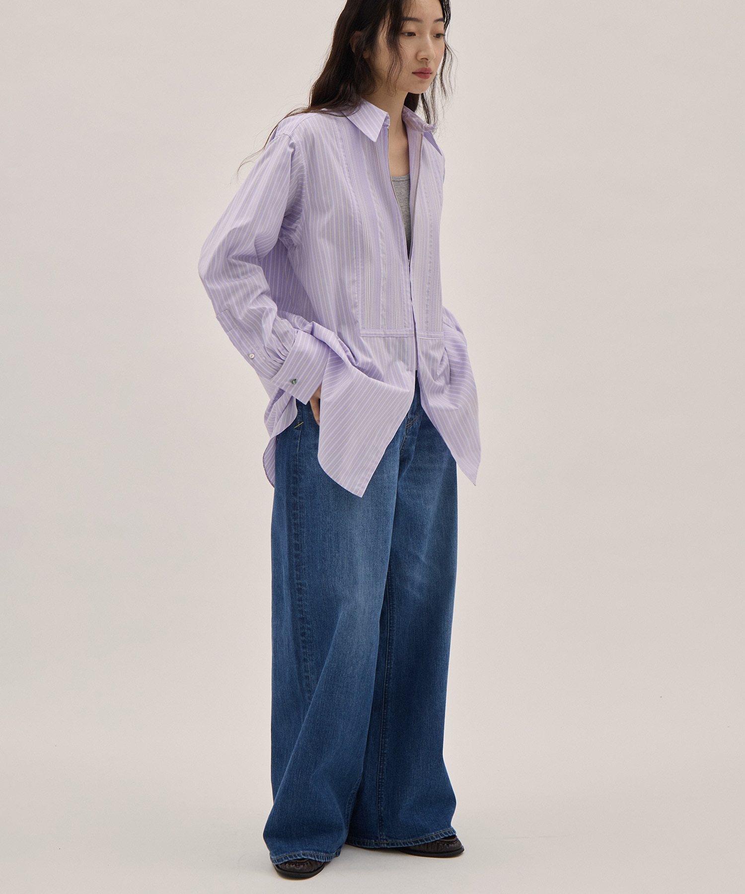 Pintuck FrontZip Shirt PONTI