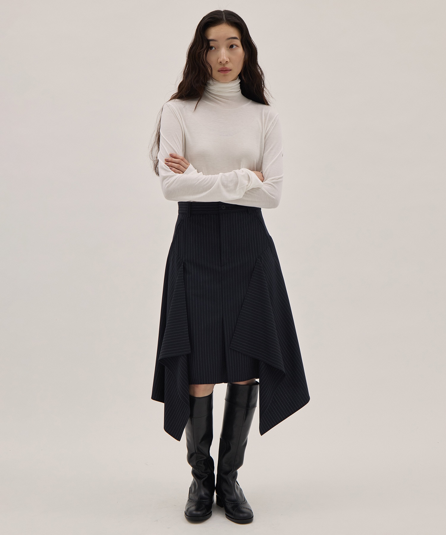MODAL SILK JERSEY TURTLENECK PULLOVER ATON