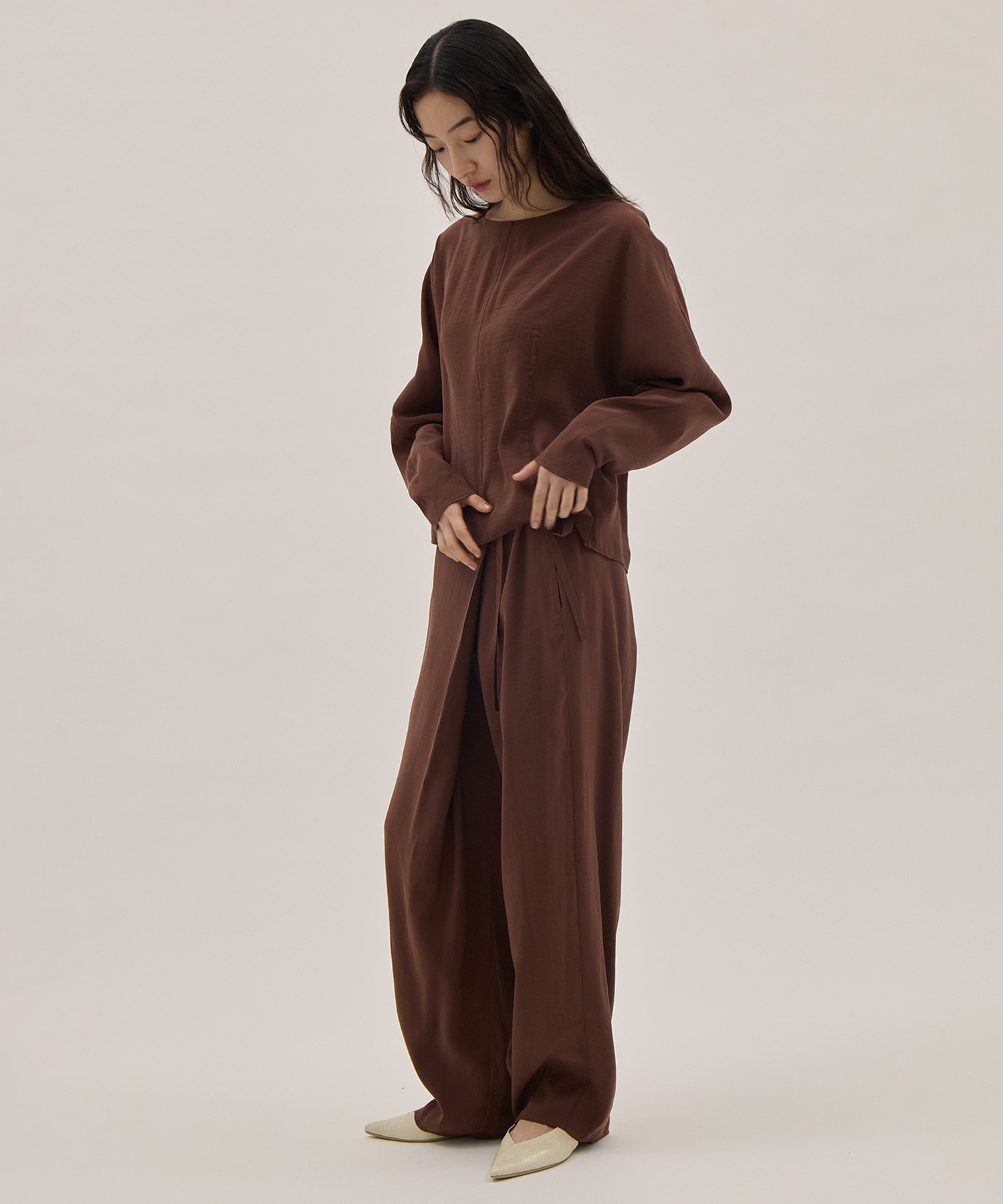 RAYON-POLYESTER BROAD TROUSERS YLEVE