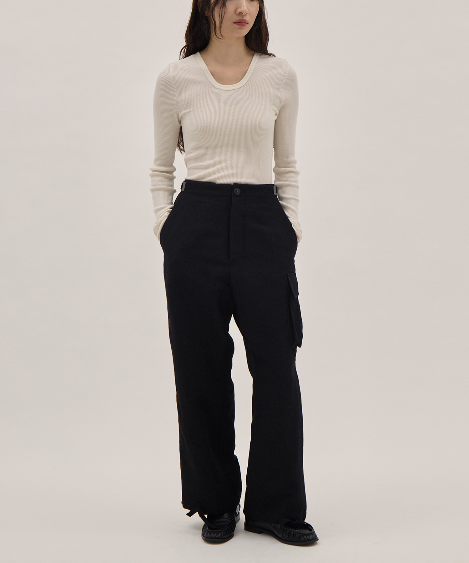 Wool Linen Herringbone Cargo Pants PONTI