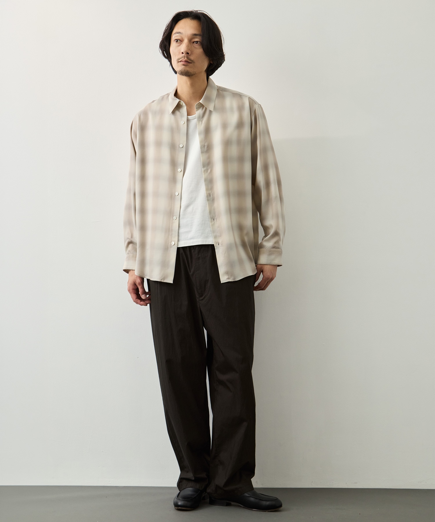 キュプラアムンゼンオンブレチェックシャツ KEY TIMEZ