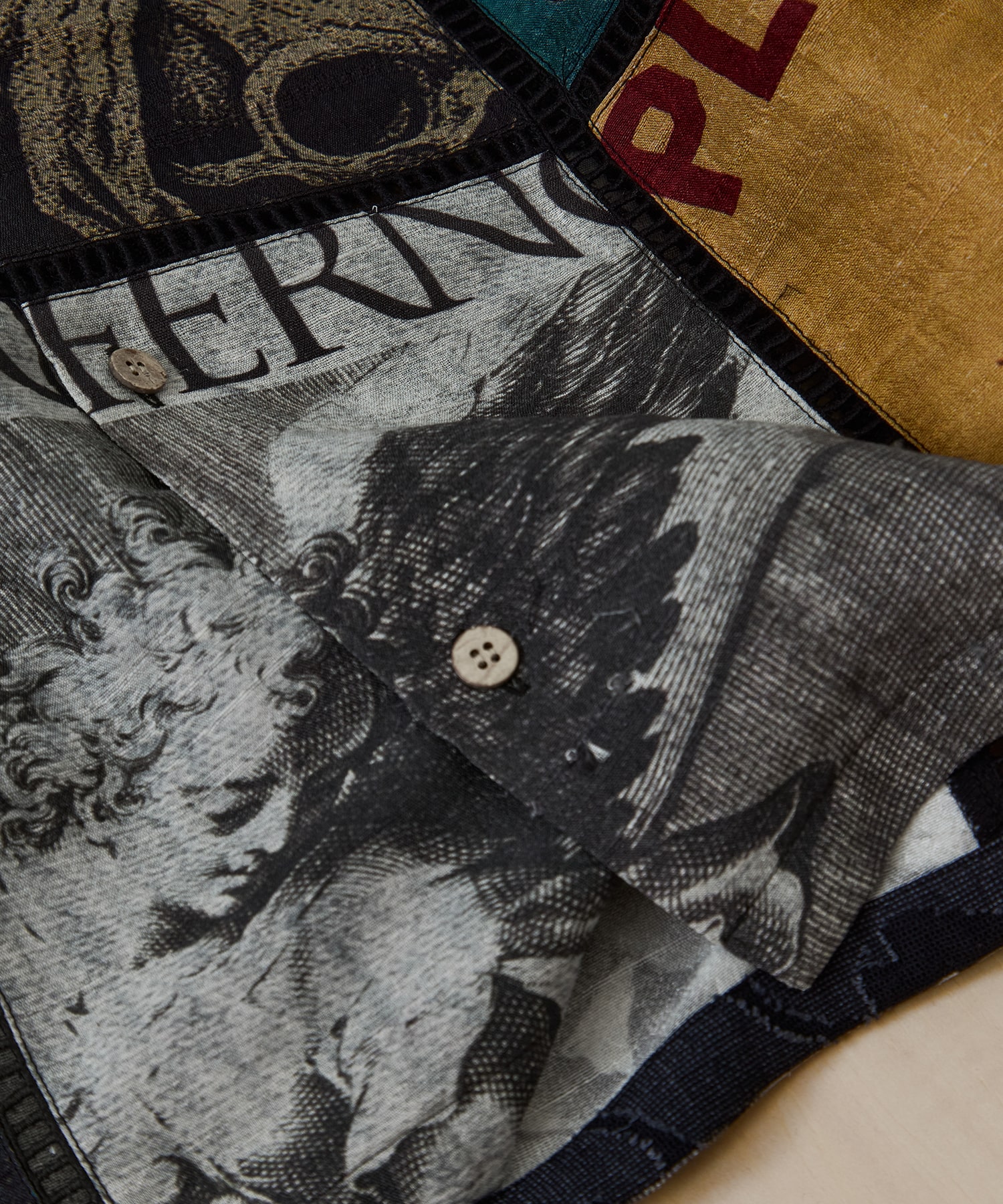 Patchworked Silk Shirt KHOKI