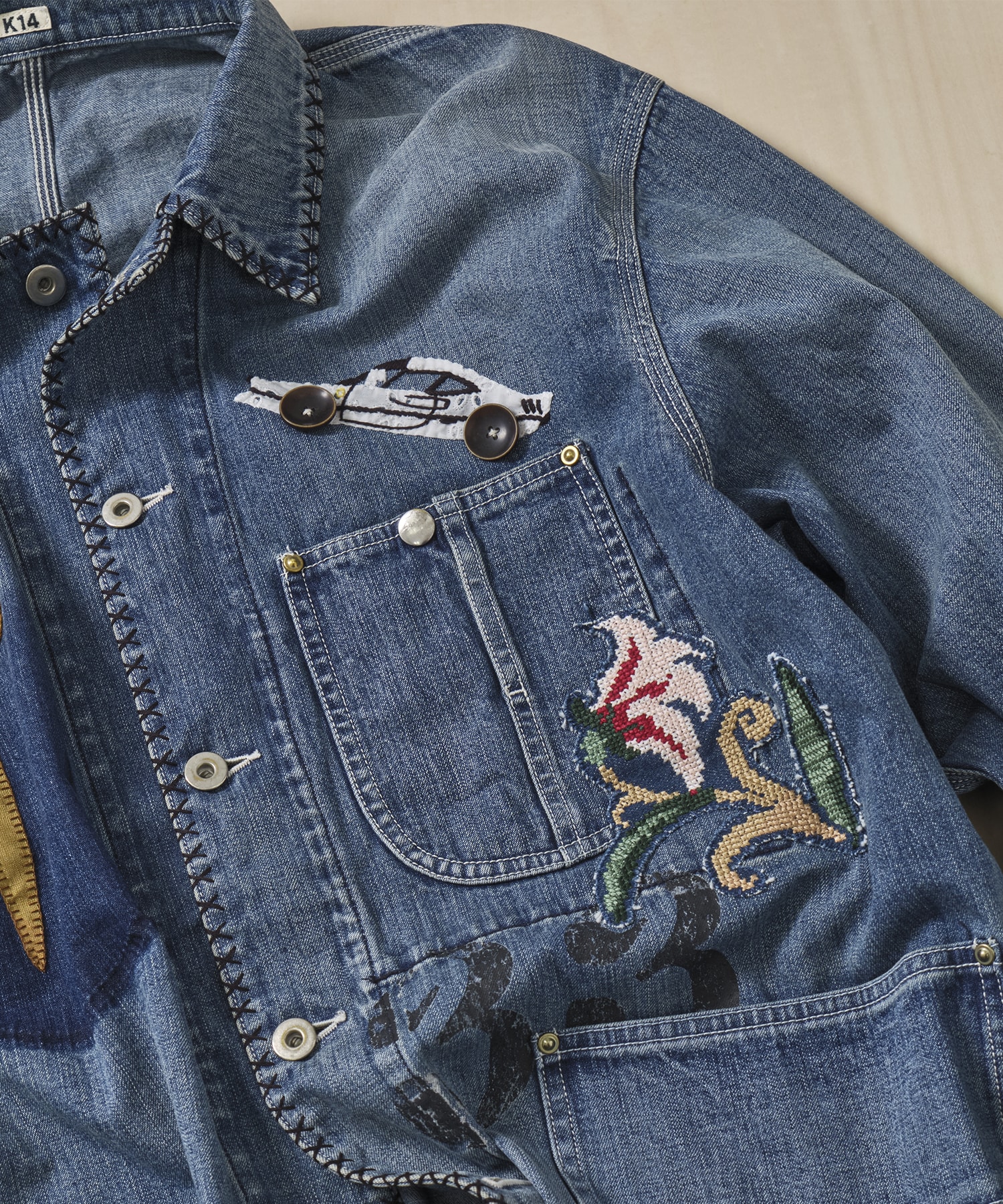 Hand-Embroidered Denim Coverall KHOKI