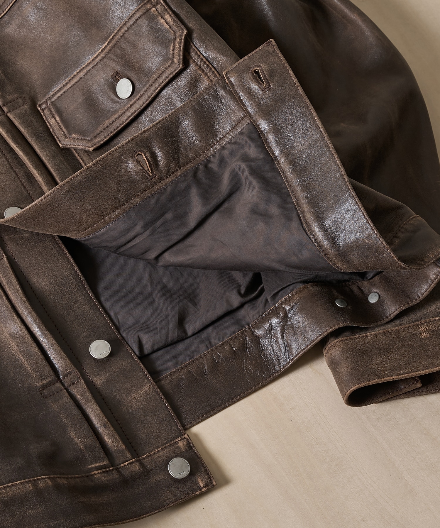 Cracked Leather Trucker Jacket YOKE