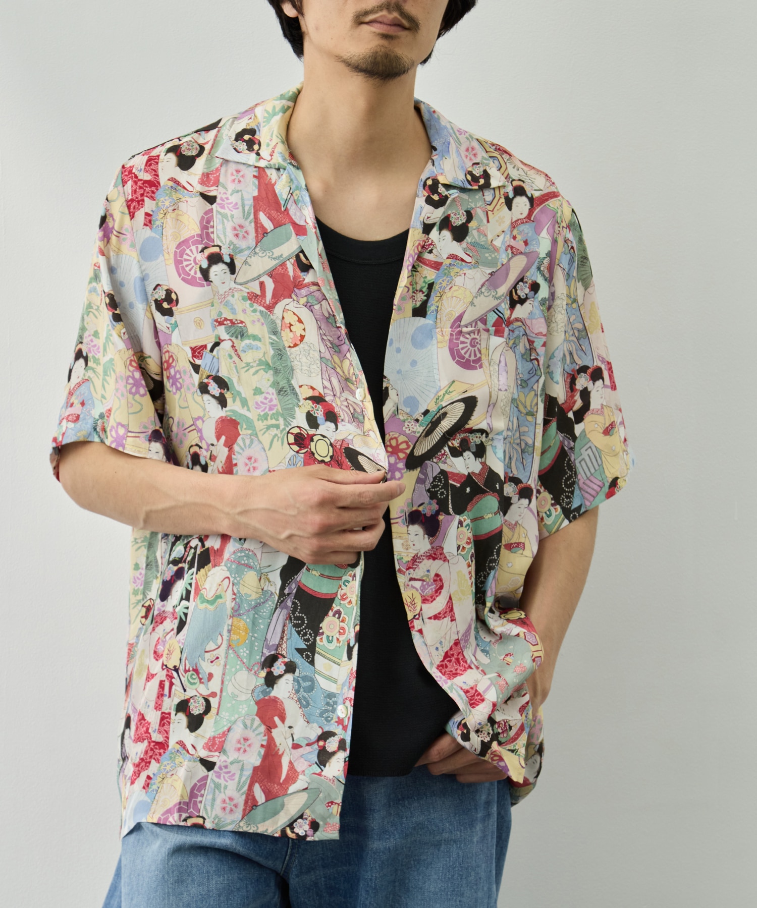 SILK CUPRO SHORT SLEEVE ALOHA SHIRT〈MAIKO〉 NIPOALOHA