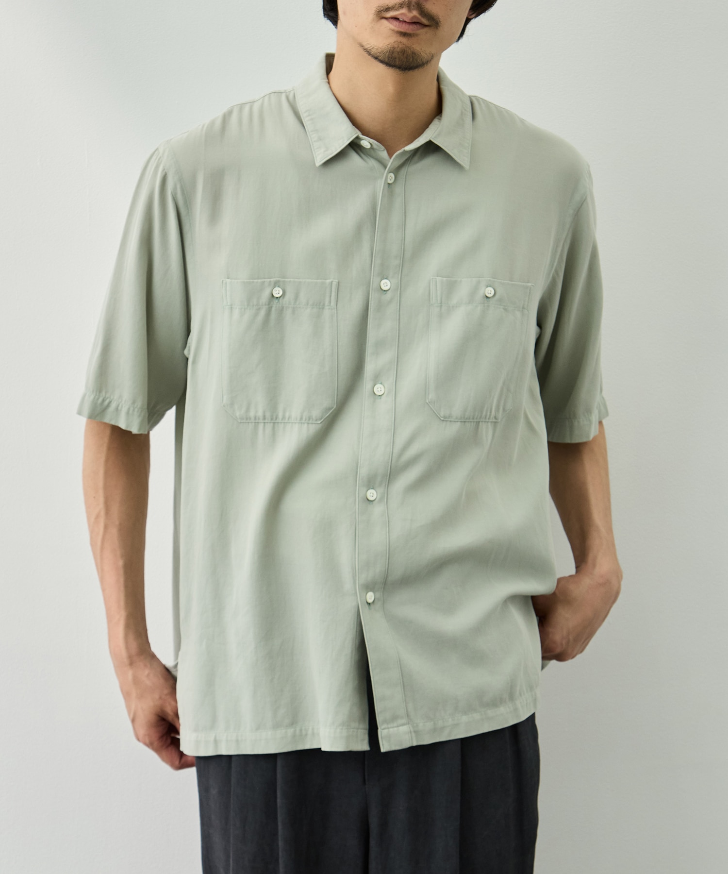 COTTON SILK VIERA LOOSE FIT HALF SLEEVE SHIRT ATON