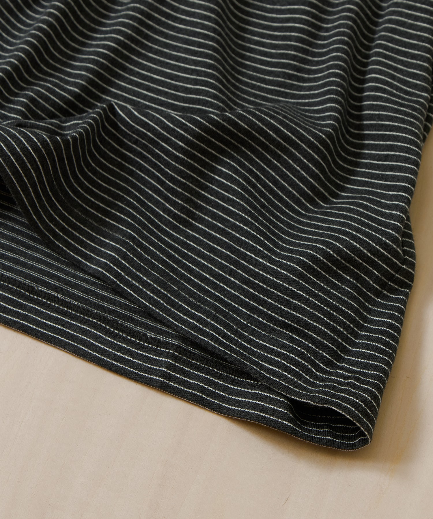 Hand-Embroidered Stripe T-Shirt KHOKI