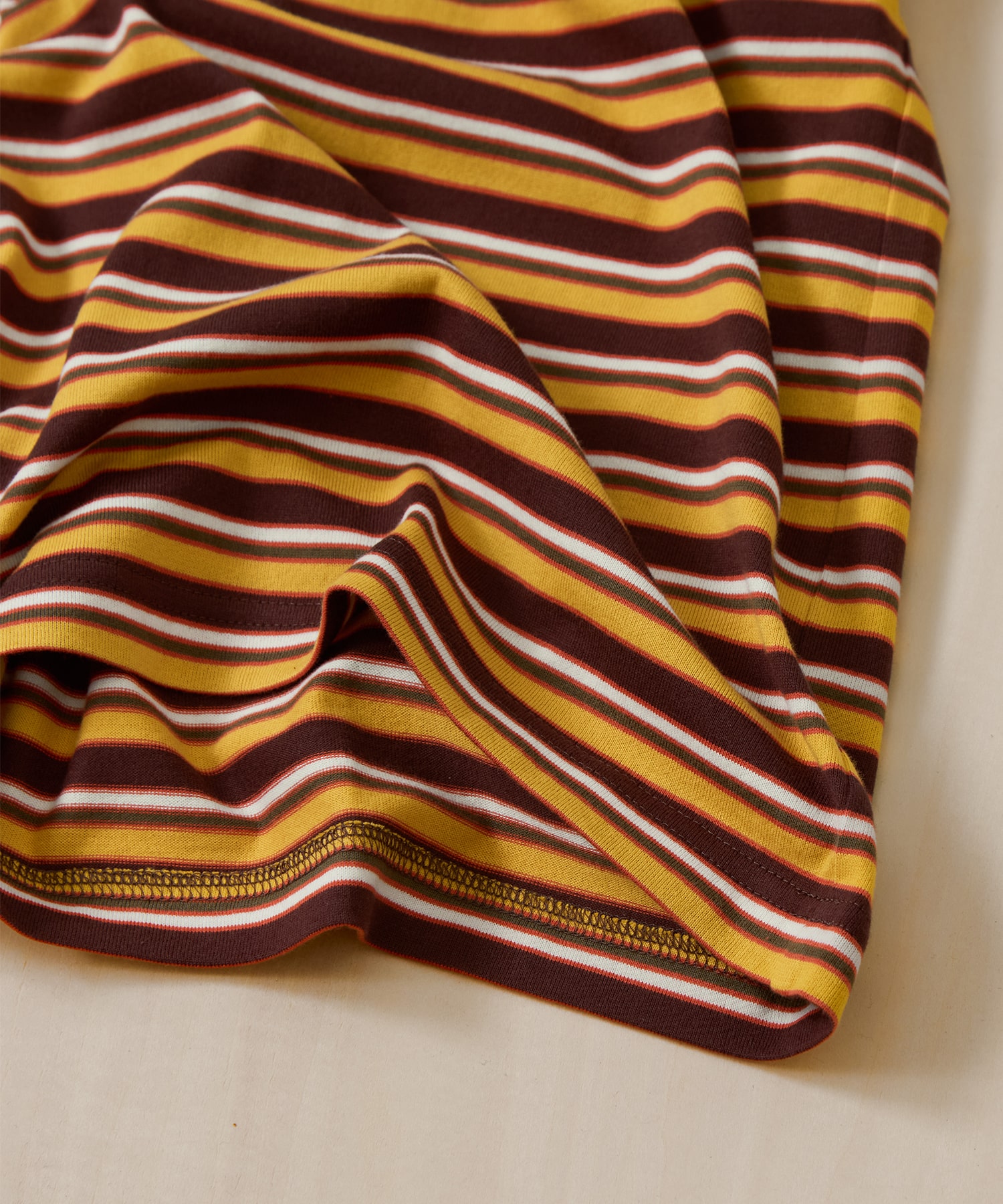 Hand-Embroidered Stripe T-Shirt KHOKI