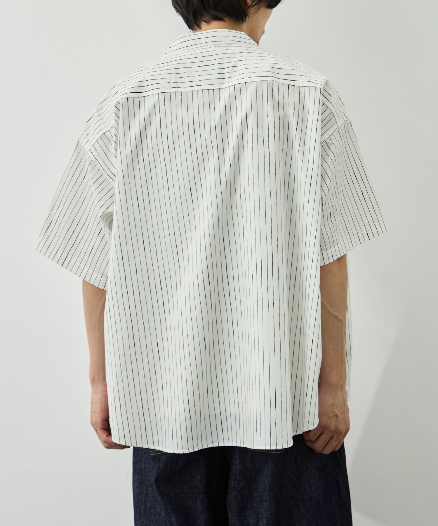 COTTON STRIPE OPEN COLLAR SS SHIRT S.F.C