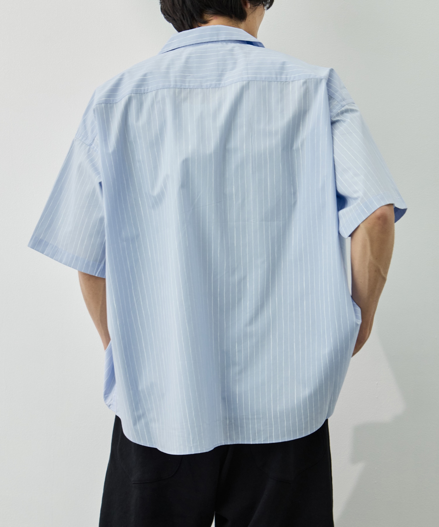 COTTON STRIPE OPEN COLLAR SS SHIRT S.F.C