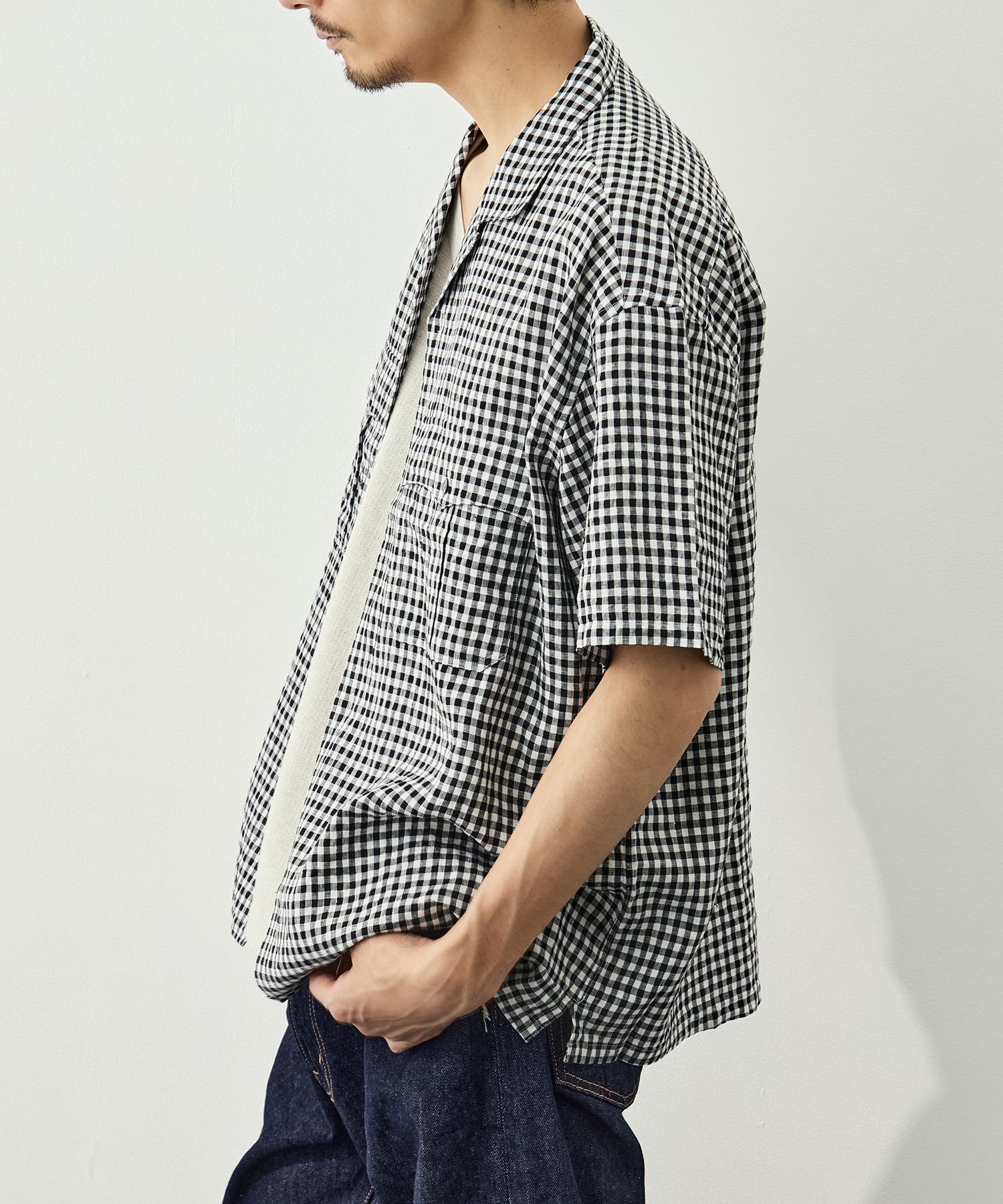PC-016-3979-0010/BK/KEROUAC LINEN GNGHM CK SHIRT PORTER CLASSIC