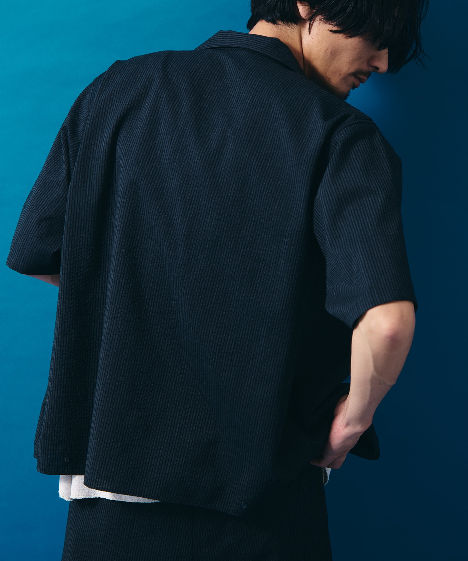 別注OPEN COLLAR S/S SHIRT WITH HEM TAB(2 BLACK): marka: MENS｜KEY