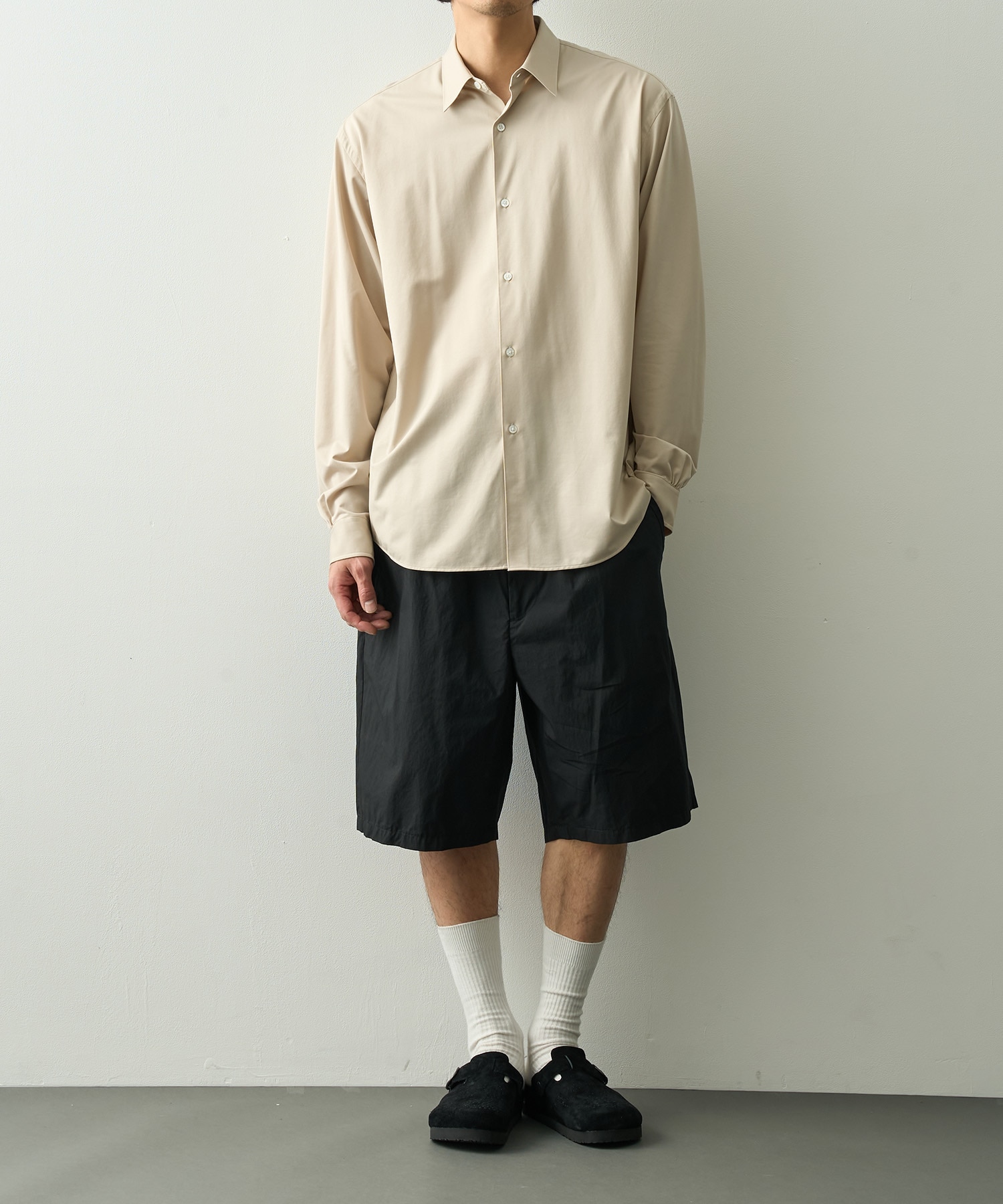 PC-035-3943-0010/BLACK/POPLIN EASY SHORTS PORTER CLASSIC