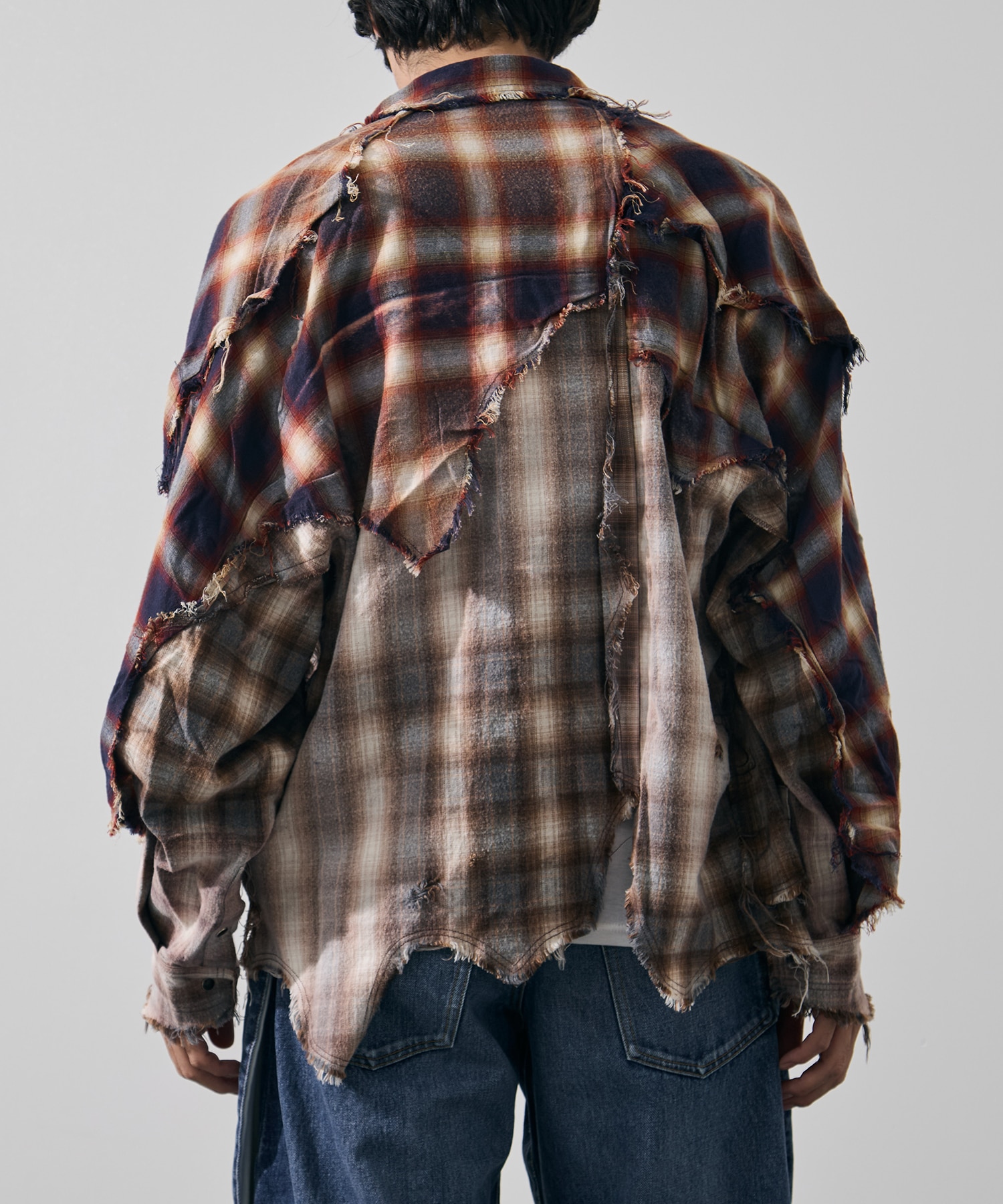 Vintage-effect checked shirt KHOKI