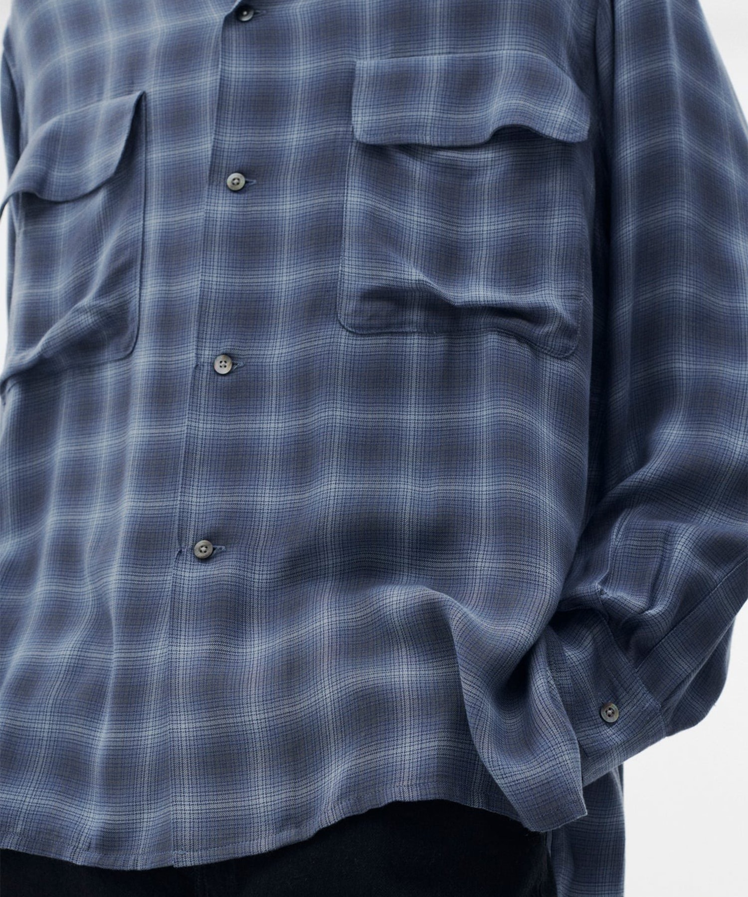 Modal Plaid Open Collar Shirt YOKE