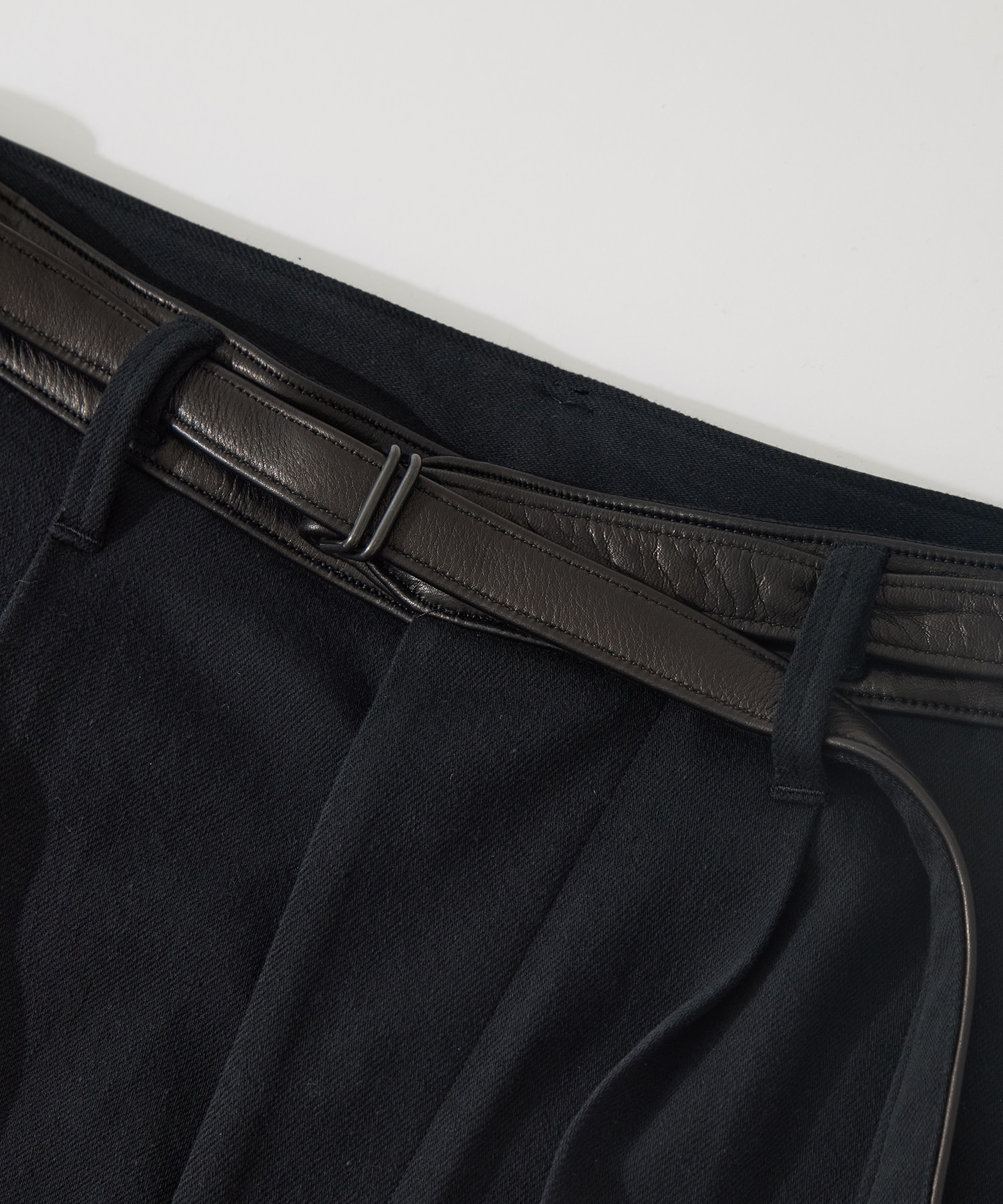 Denim-Leather Belted Trousers blurhms