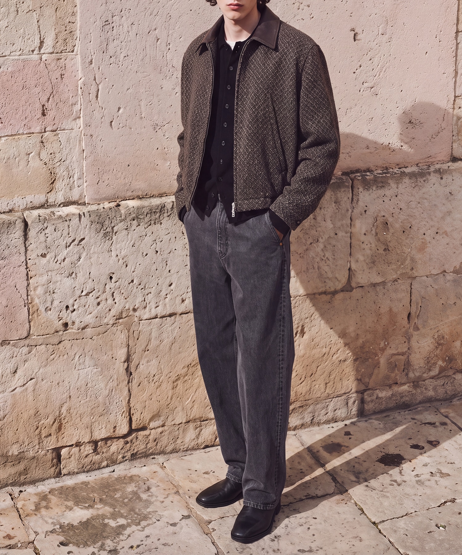 Herringborn Tweed Zip Blouson YOKE