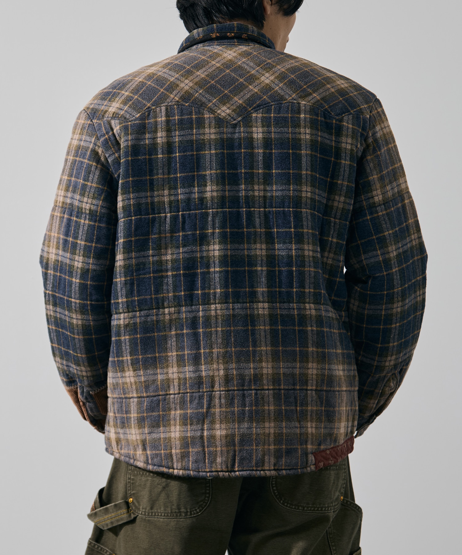 Vintage-effect checked puffer jacket KHOKI