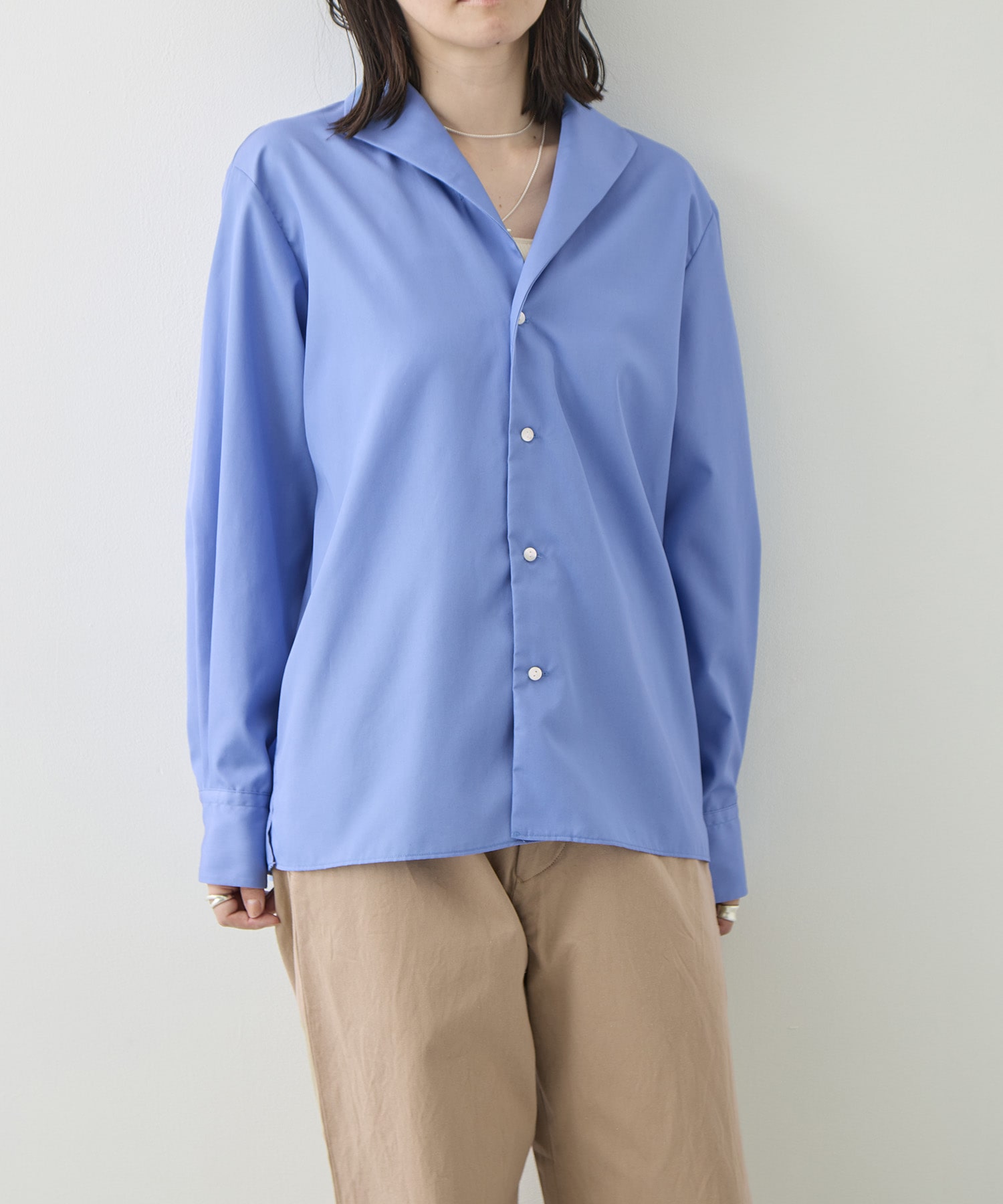 Cotton Broad French Shawl Collar Shirt blurhms