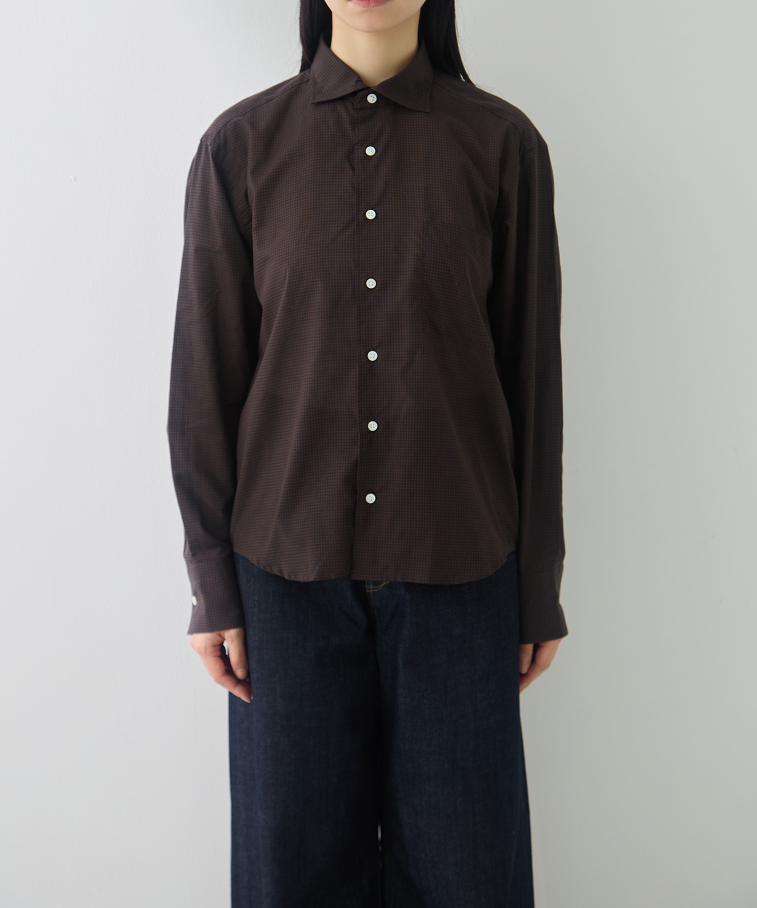 COTTON SILK CHECK SHIRT FUJI