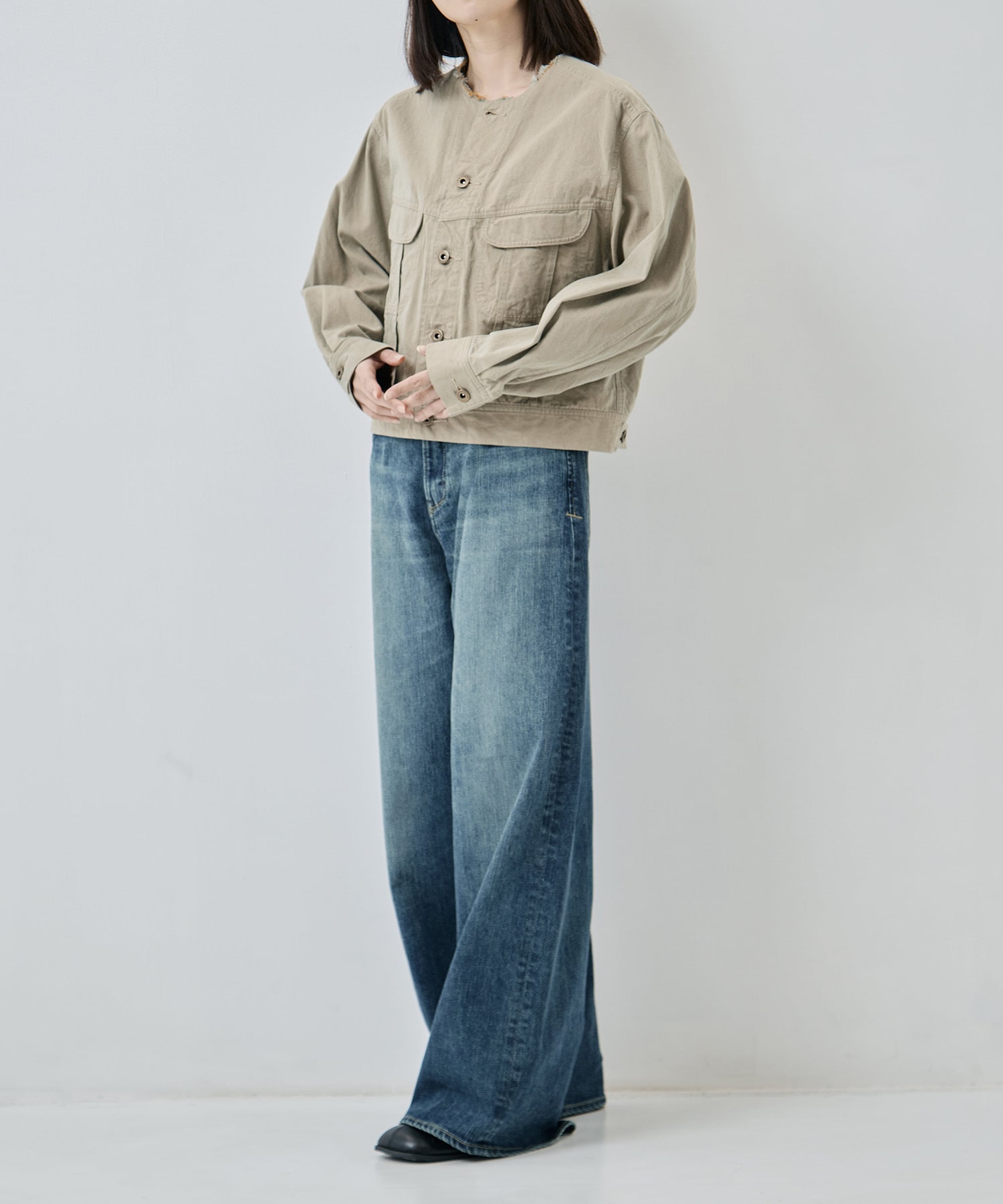 Hard Twist Gabardine Collarless Jacket blurhms