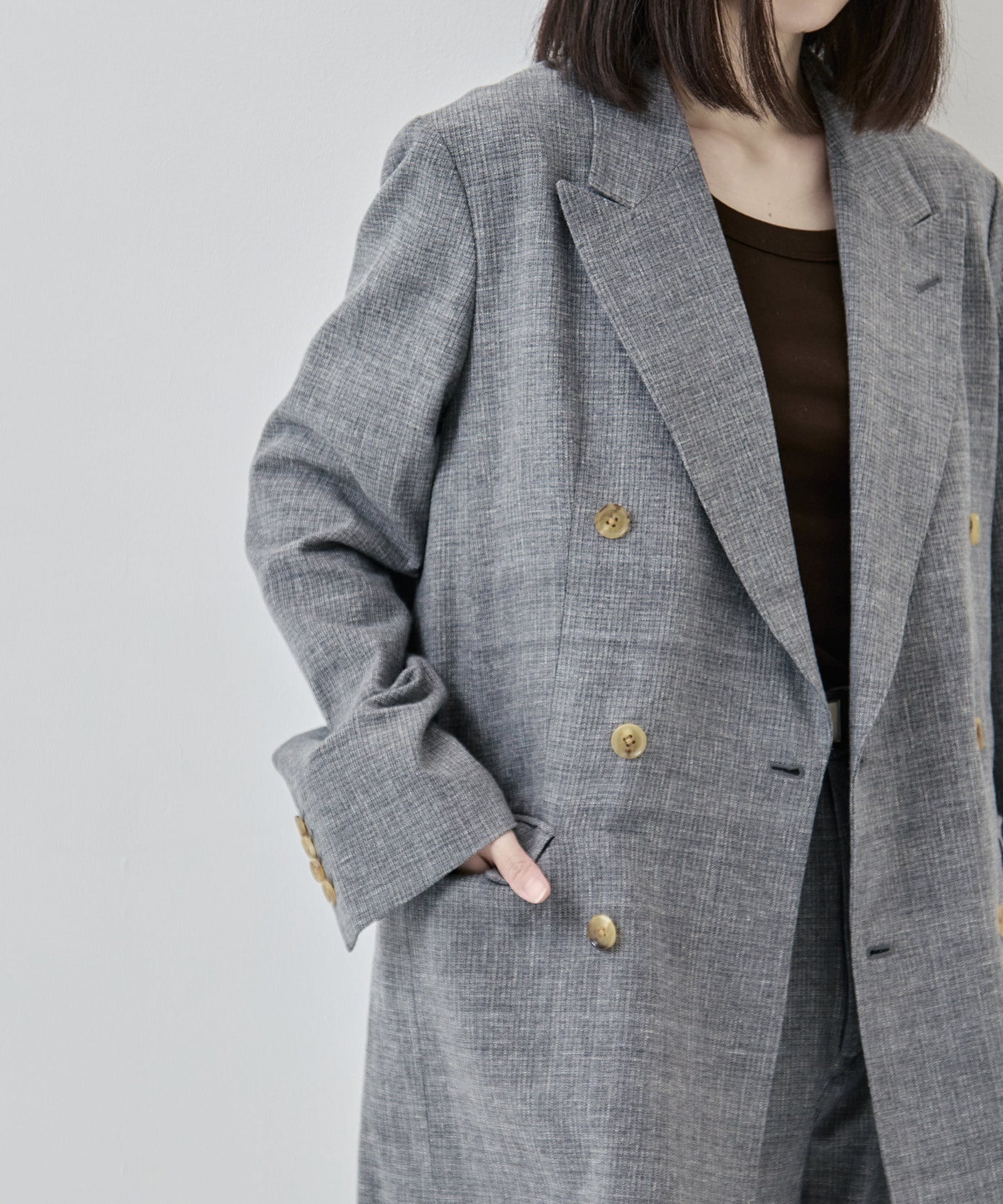 Mix Heather Cotton Double-Breasted Jacket blurhms