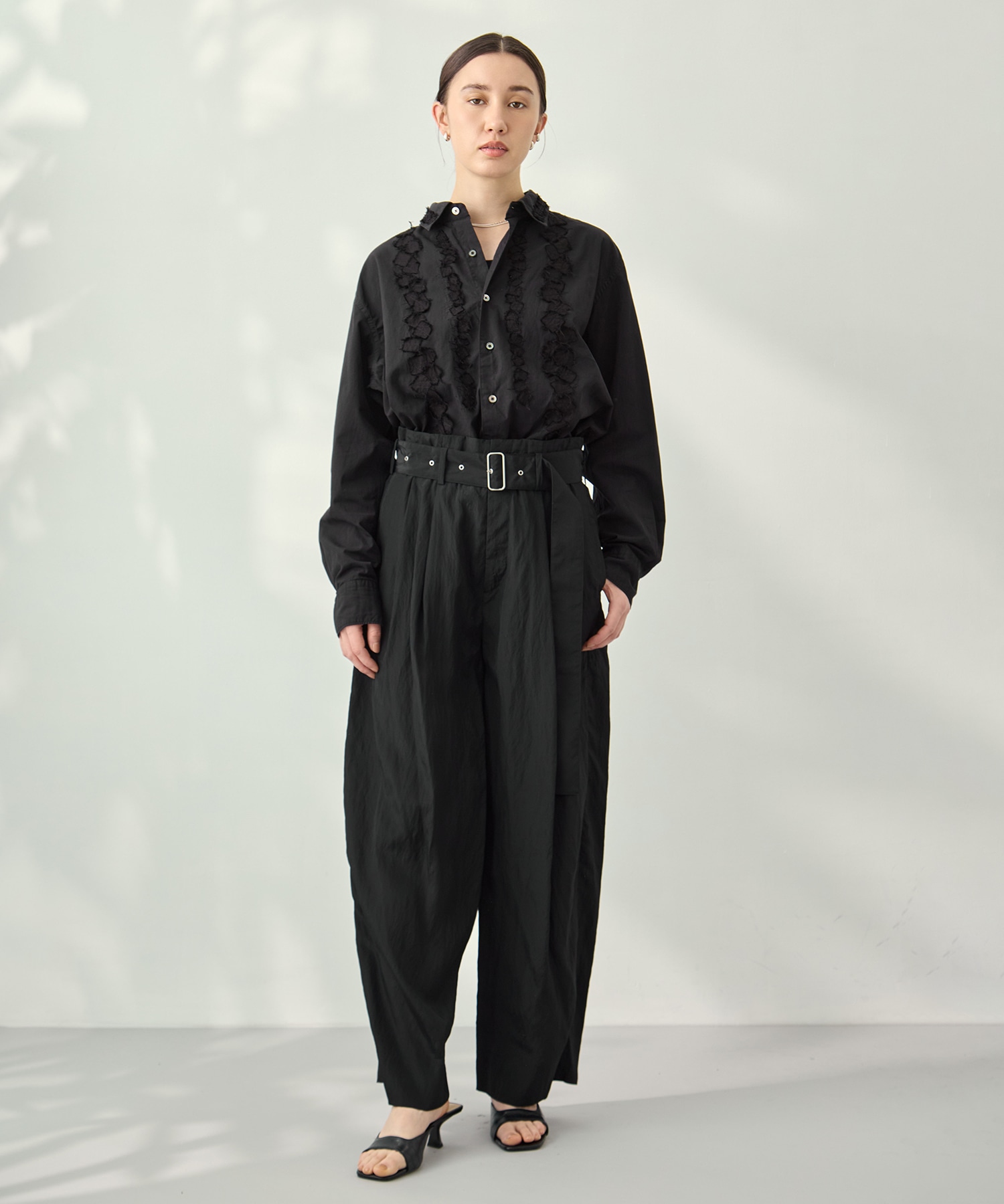 Viscose washer 2tuck belted wide pants 08sircus